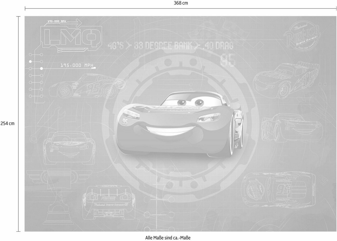 Komar Fototapete »Cars3 Blueprint«, glatt, bedruckt, Comic, (Set), ausgezeichnet lichtbeständig-kaufen