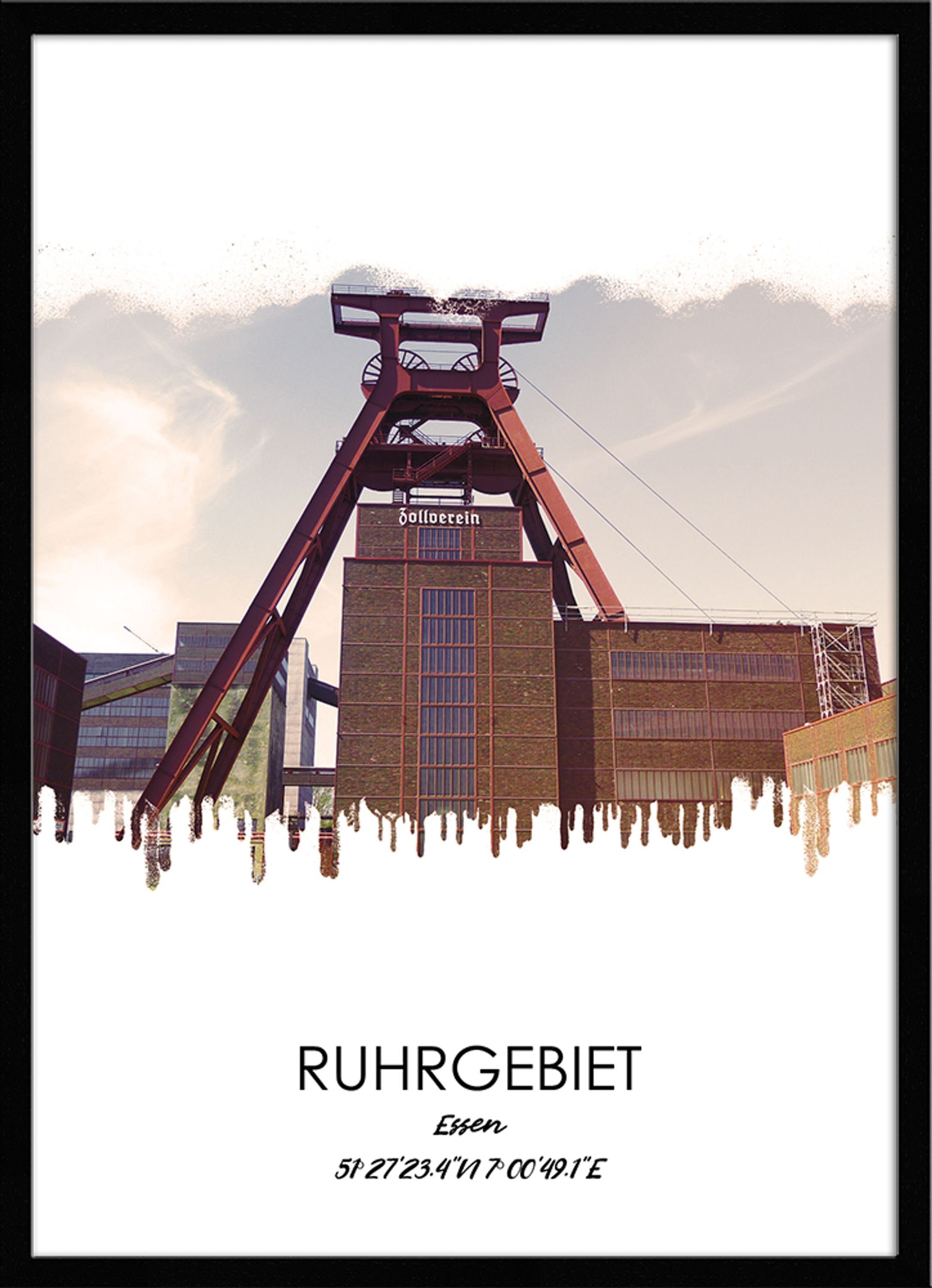 artissimo Bild mit Rahmen Bild gerahmt 51x71cm / Design-Poster mit Rahmen / Ruhrgebiet Essen, Ruhrgebiets-Städte: Essen