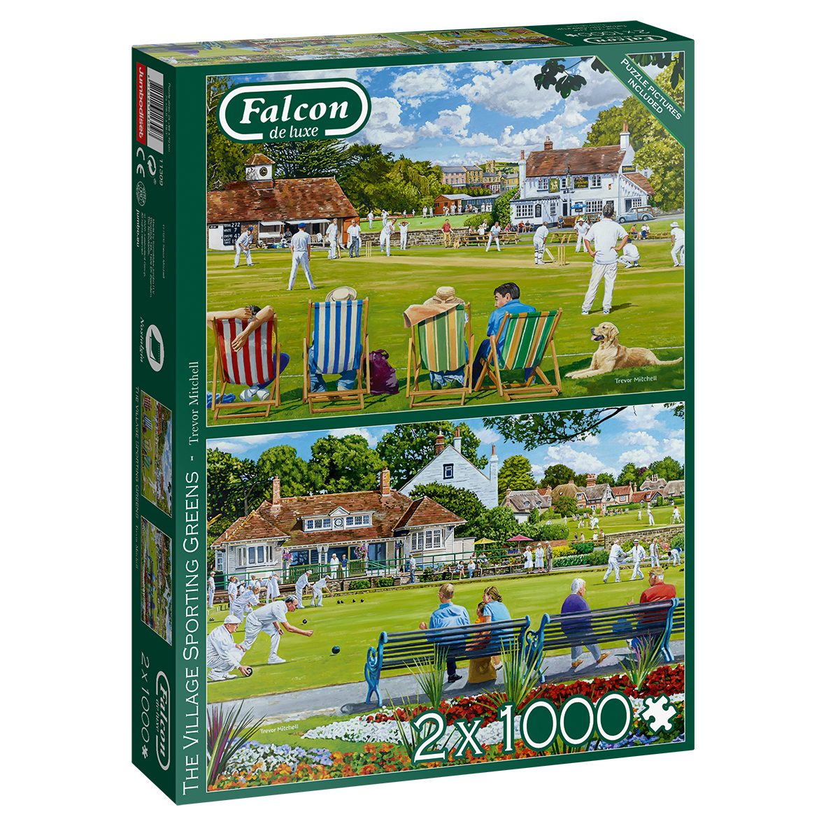 Jumbo Spiele Puzzle The Village Sporting Greens 2x1000 Teile Puzzle, 1000 Puzzleteile, Made in Europe