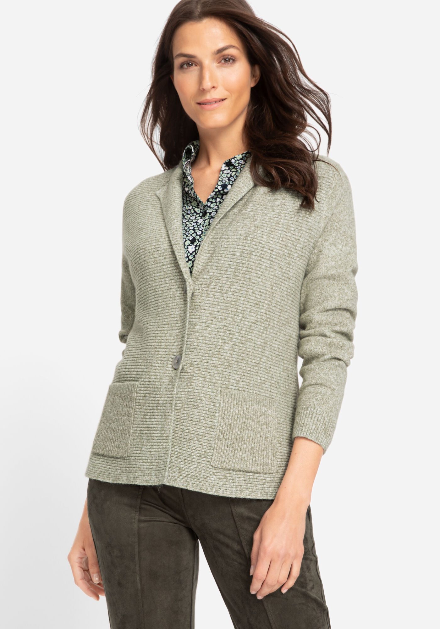 Olsen Cardigan mit Verschlussknöpfen und aufgesetzten Taschen