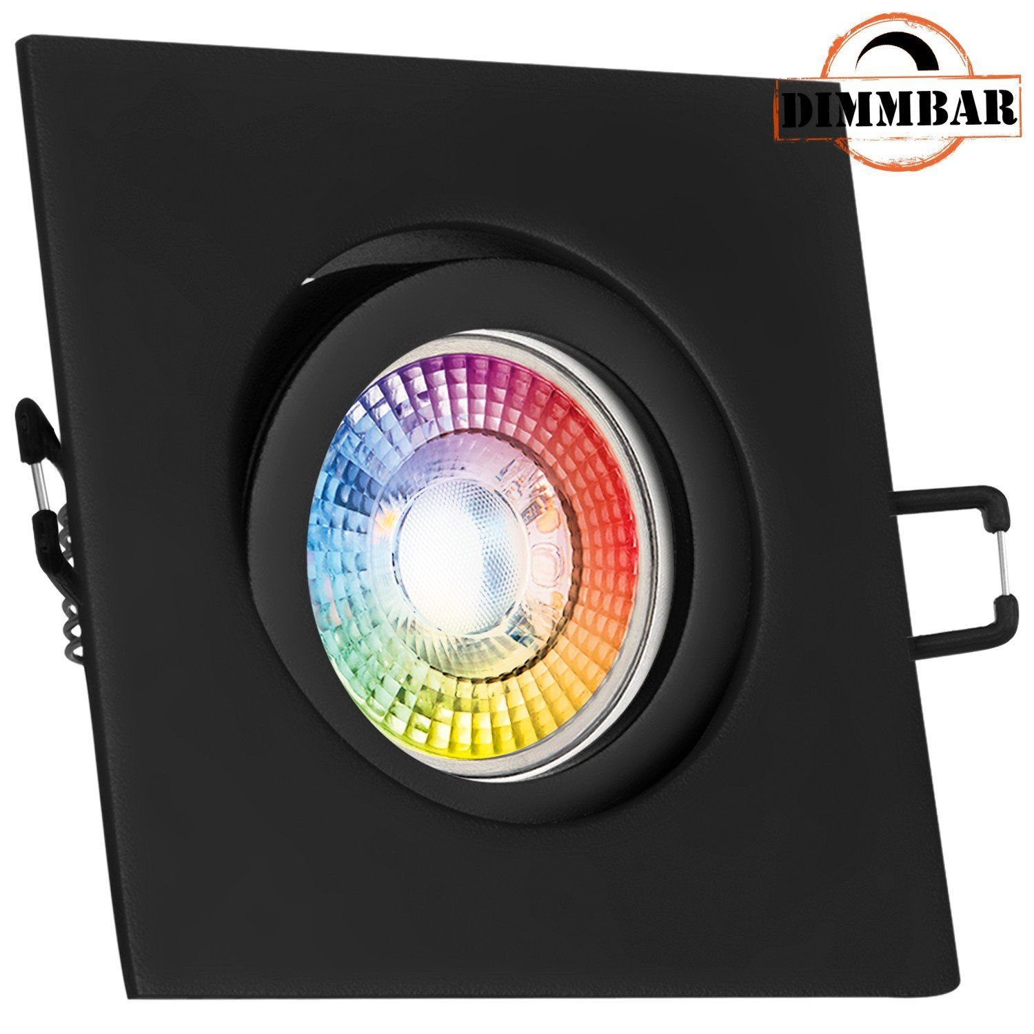 LEDANDO LED Einbaustrahler RGB LED Einbaustrahler Set extra flach in schwarz matt mit 3W LED von