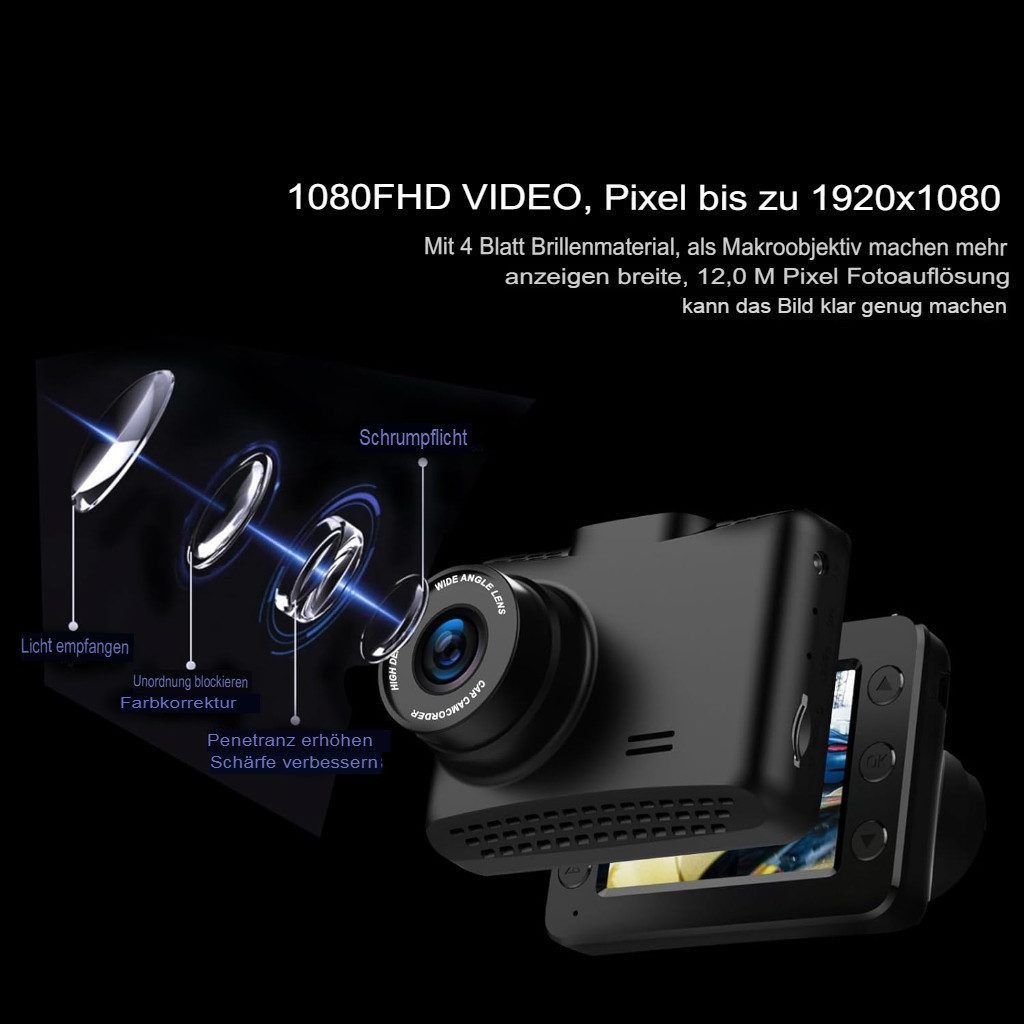 Vivitar FHD 1080P DASHCAM, 2,5-Zoll-IPS-Bildschirm mit 32 GB SD-Karte Dashcam (12MP 170Grad Weitwinkelobjektiv in Full HD 1920x1080, Powerline, WDR, Loop-Aufnahme, Parkmonitor, G-Sensor, Bewegungserkennung)