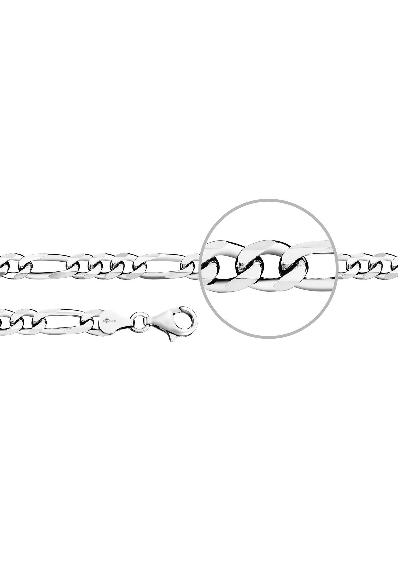 Der Kettenmacher Silberarmband FIGAROARMBAND, diamantiert, ca. 7 mm breit, F4-G, F4-S silberfarben | Silberarmbänder