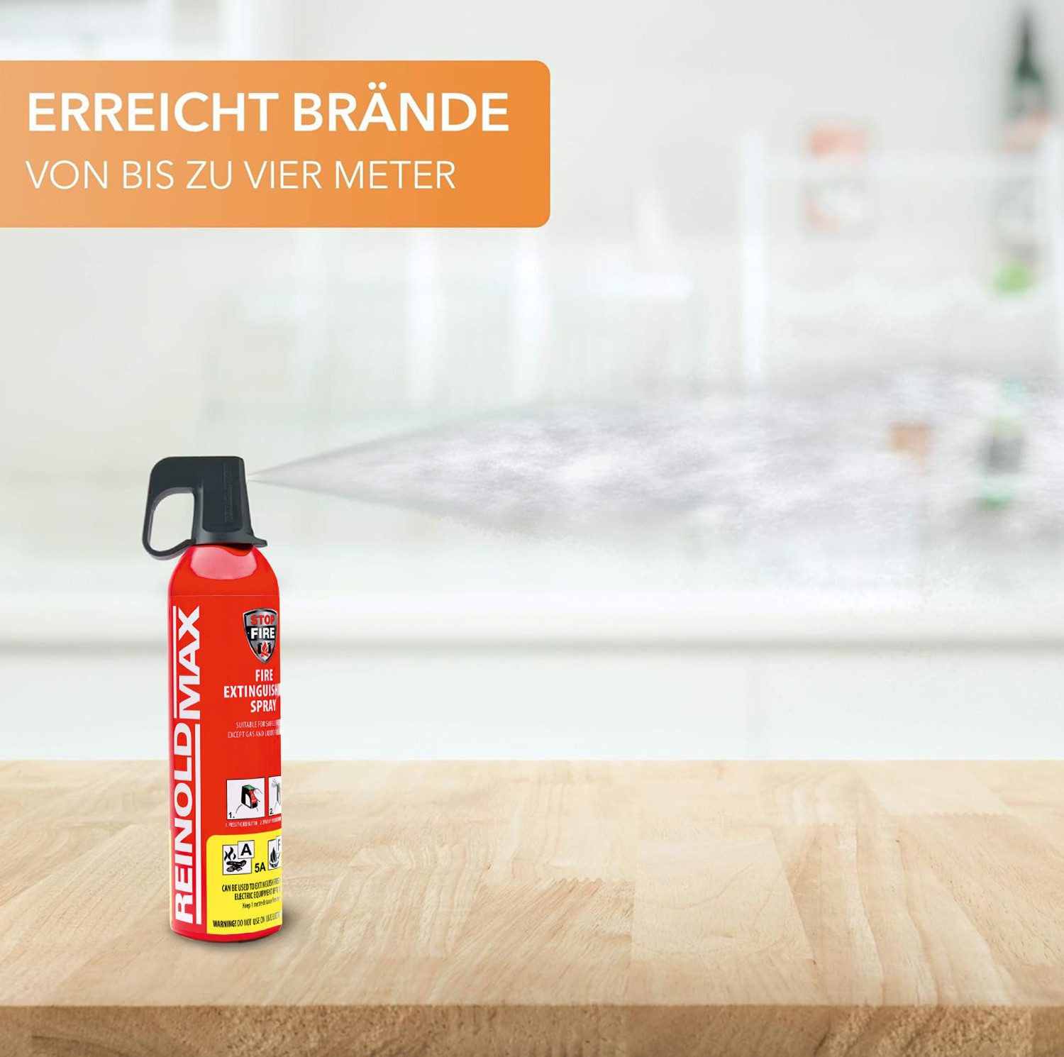 Xenotec Feuerlöschspray XENOTEC Premium Feuerlöschspray– REINOLDMAX– ohne Wandhalter, Dauerdruck, Wasser, Löschschaum AFFF 1 %, N2, (1-St) Auto, Wohnung, Wohnmobil, Garten, Grill