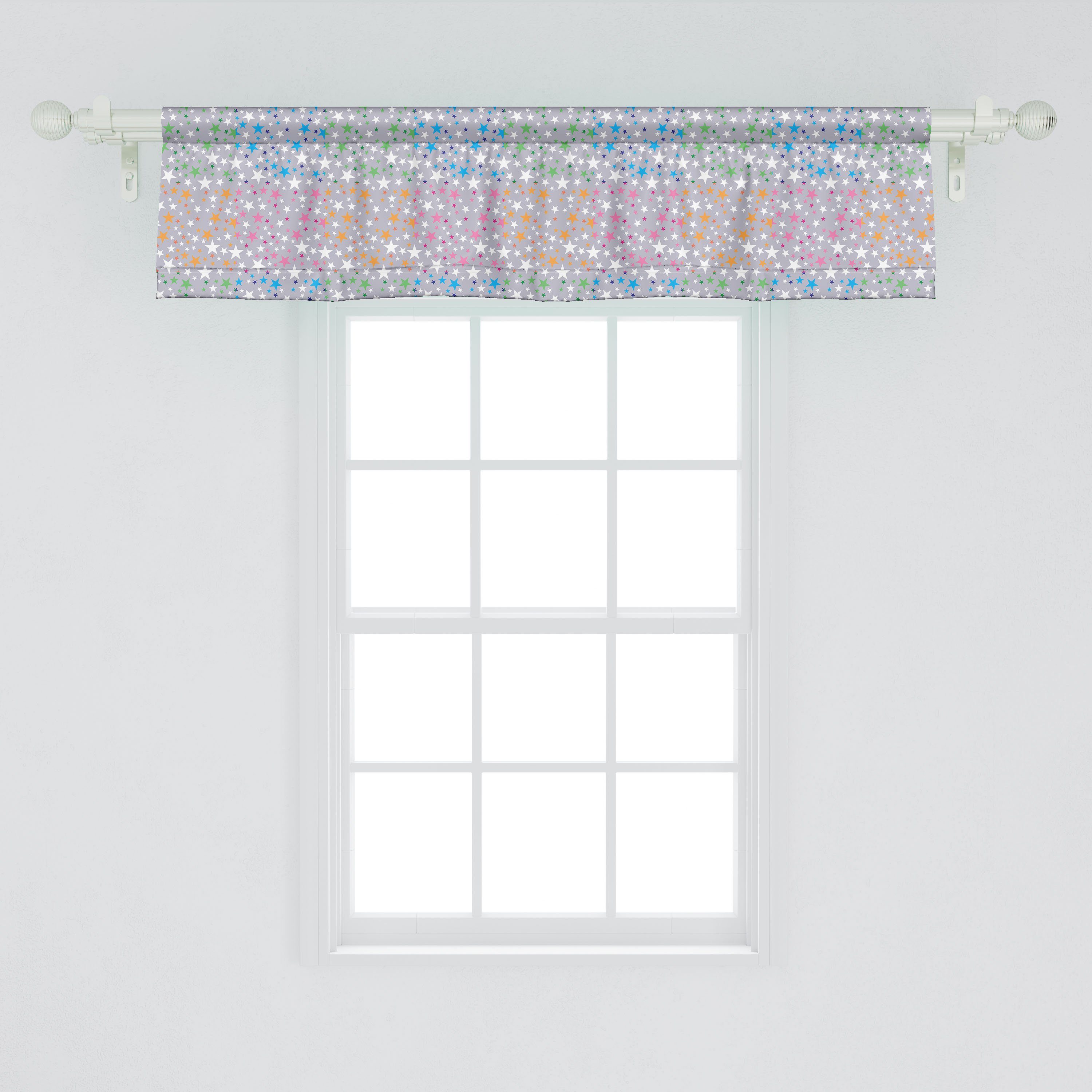 bunte Scheibengardine Vorhang Schlafzimmer Abakuhaus, mit Küche Sterne Microfaser, Stangentasche, Volant Bunt Dekor Abstrakte für