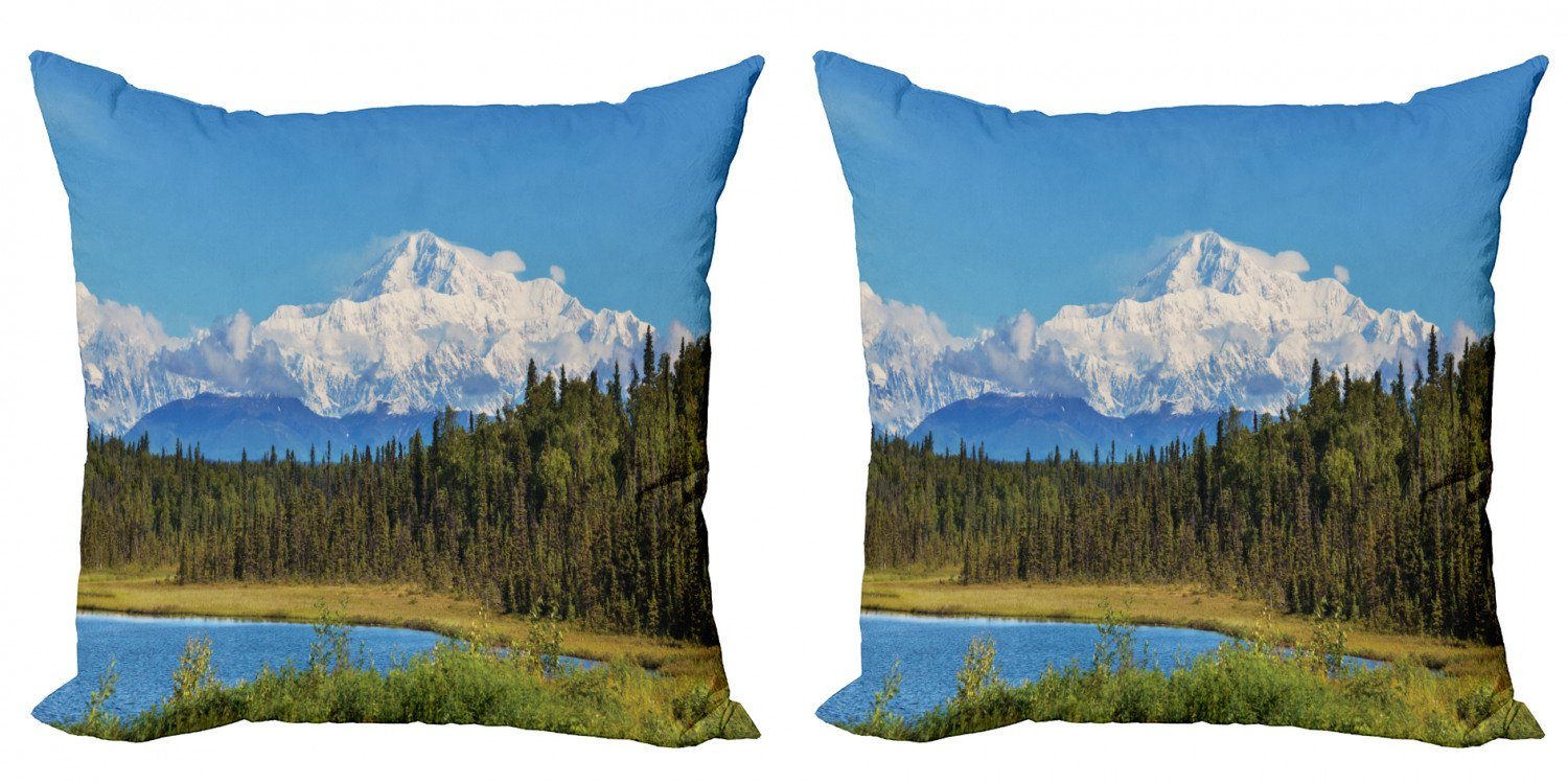 Kissenbezüge Modern Accent Doppelseitiger Digitaldruck, Abakuhaus (2 Stück), Alaska Schnee bedeckte Berge