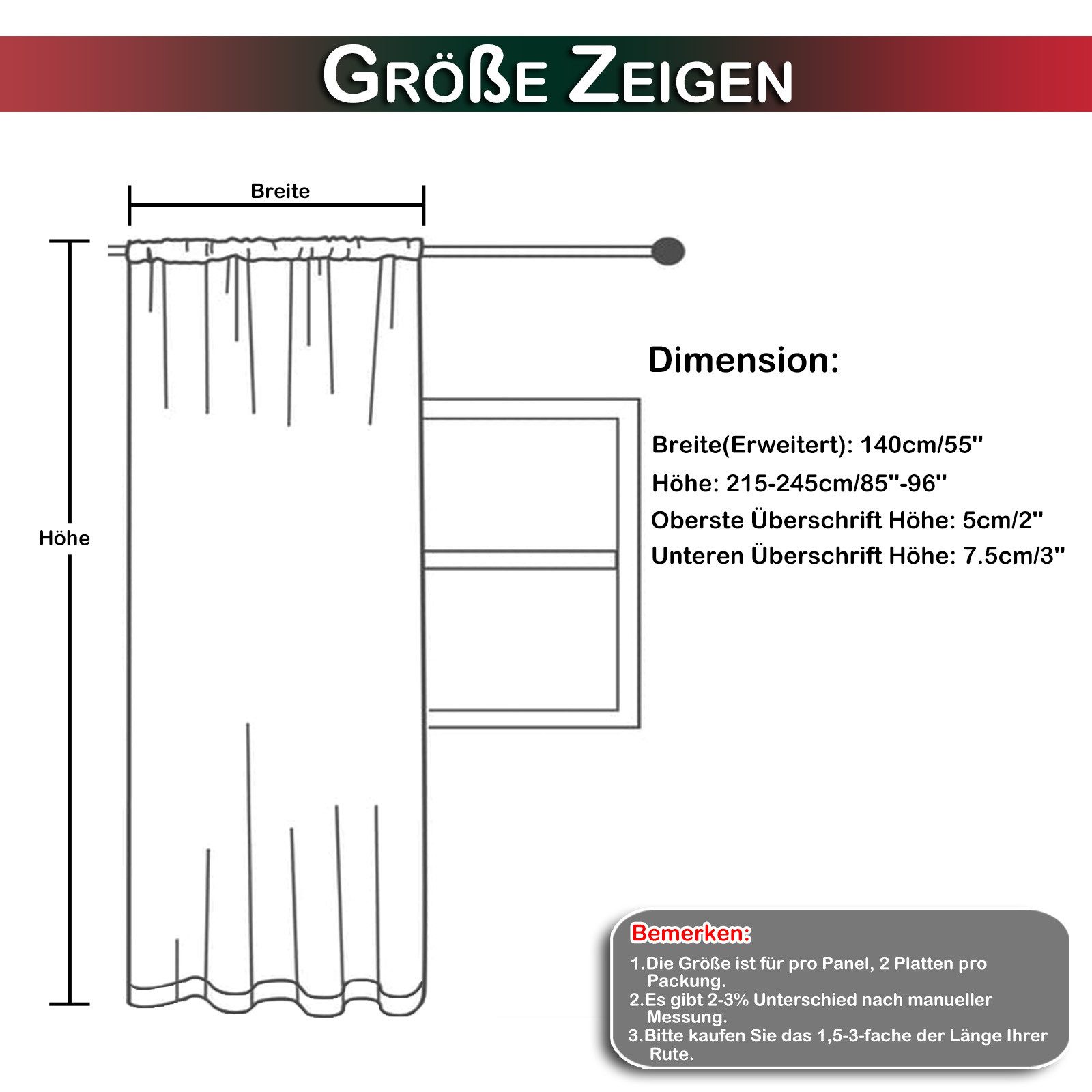 BTTO V&G Gardine Weihnachtsvorhang mit Blumenmuster 2 Stück, verdunkelnd, Stangentasche Obere und Untere