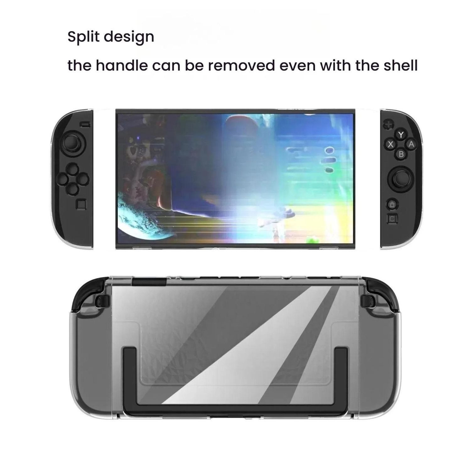 Wigento Handyhülle Für Nintendo Switch 2 TPU PC Split Shockproof Schutz Hülle Transparent, Split-Case mit Diamantmuster und Joy-Con Abnahmefunktion