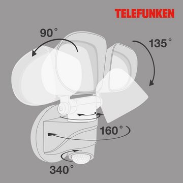 Telefunken LED Außen-Wandleuchte 304606TF, LED fest verbaut, Neutralweiß, Außenleuchte Sensor IP44 4000K 2000lm 20W 25,8x21,8x16cm