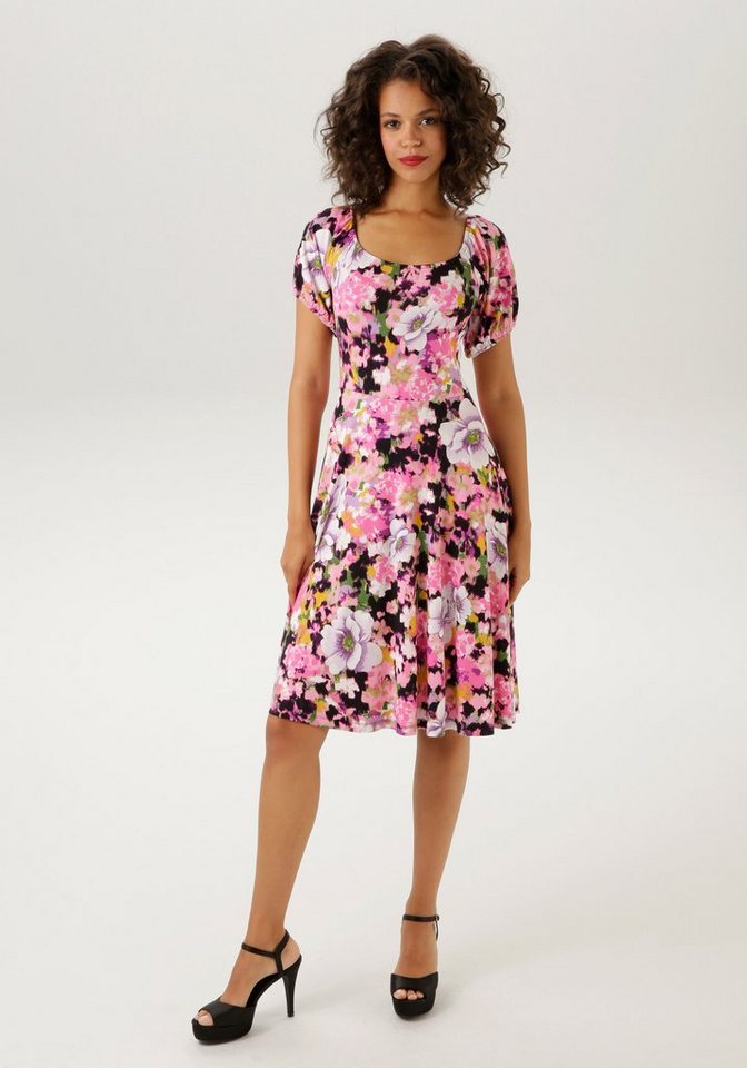 NEUE KOLLEKTION CASUAL Unikat jedes Teil mit Sommerkleid - ein Blumendruck Aniston farbenfrohem -