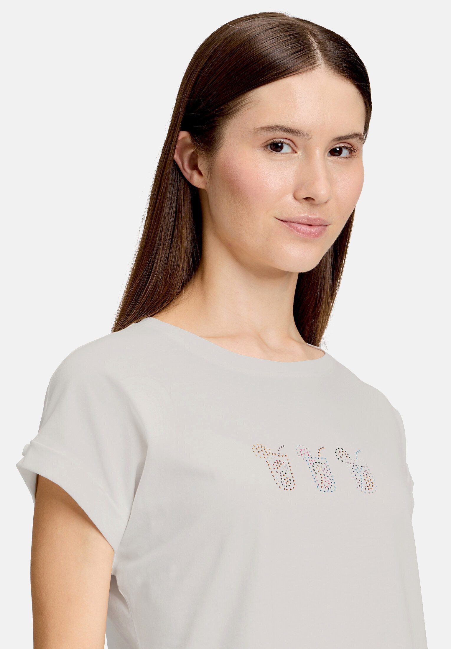 Cartoon Kurzarmshirt Damen mit Ärmelaufschlag (1-tlg) Hotfix
