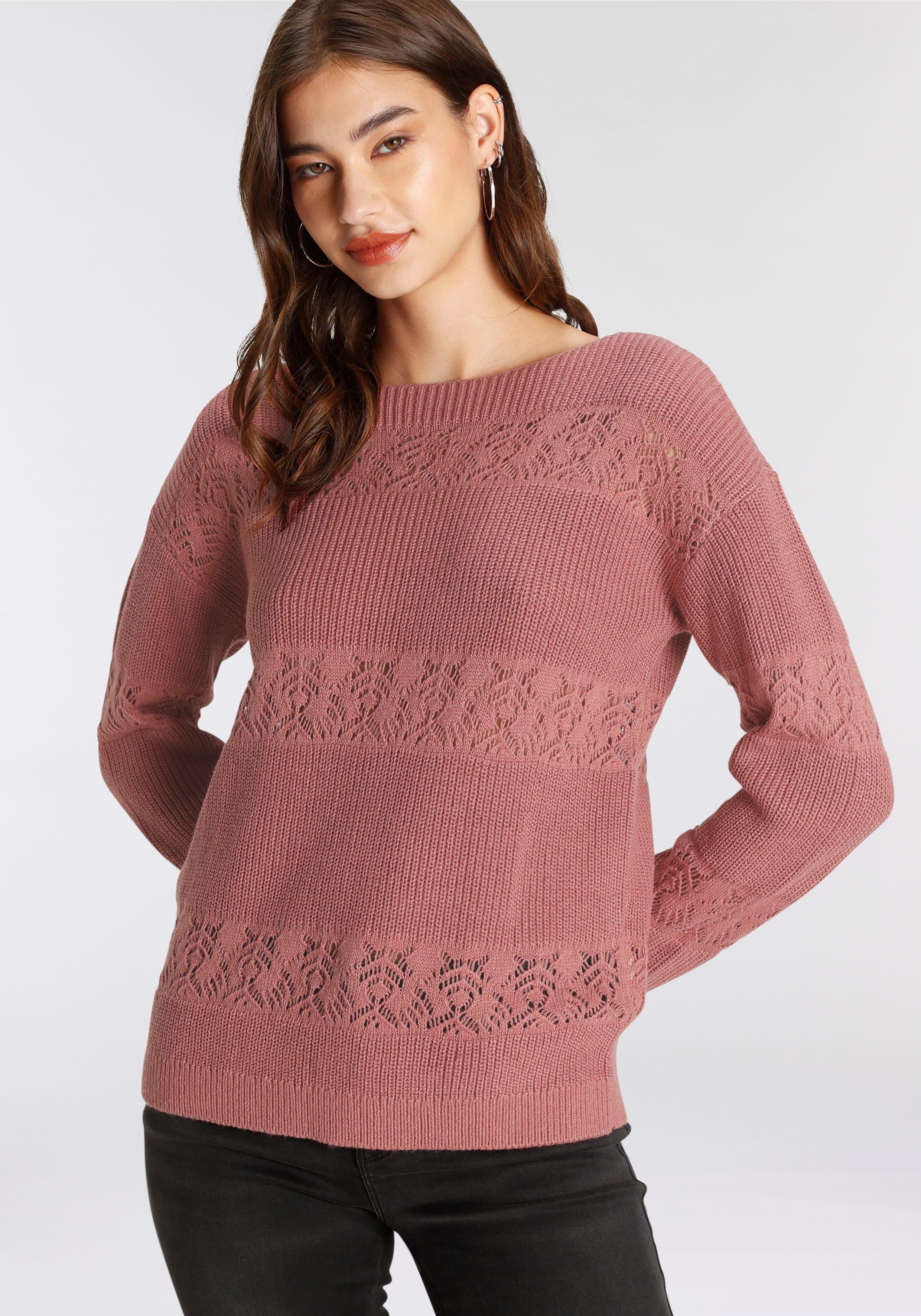 Laura Scott Strickpullover mit - KOLLEKTION Ajour-Muster NEUE