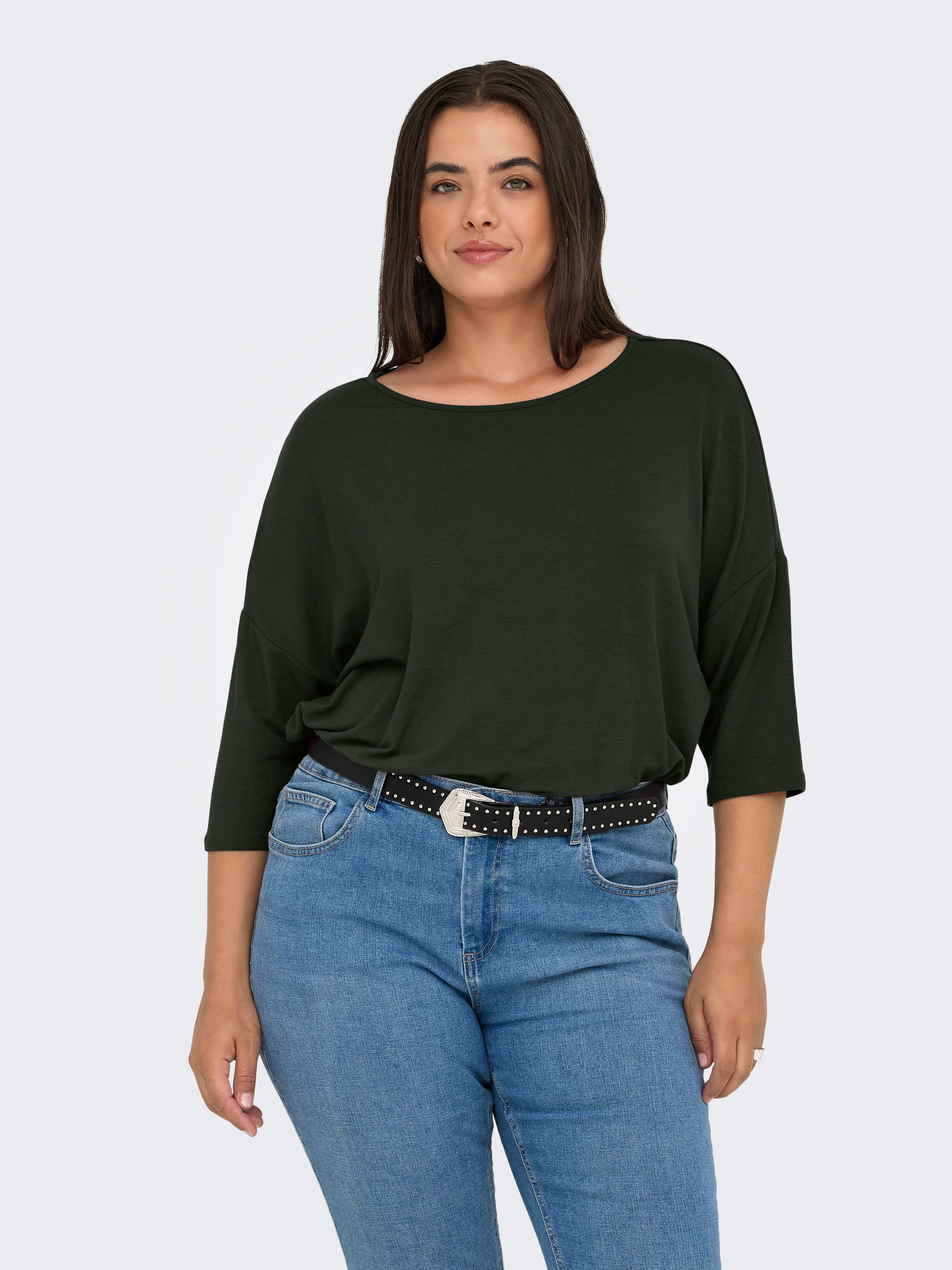 ONLY CARMAKOMA 3/4-Arm-Shirt CARLAMOUR 3/4 TOP JRS NOOS Materialmix, loose fit
