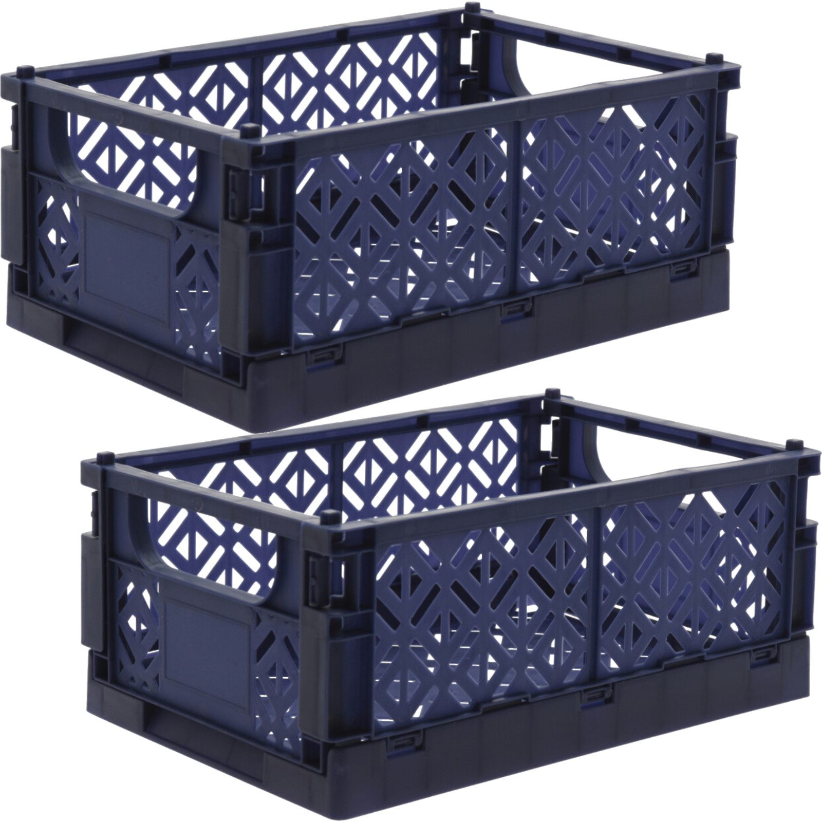 Koopman Klappbox Transportbox Kleinteilebox Faltbox 25x16x10cm 2 er Set, Blau, Faltbar, Kunststoff, Tragegriffe, Stabil