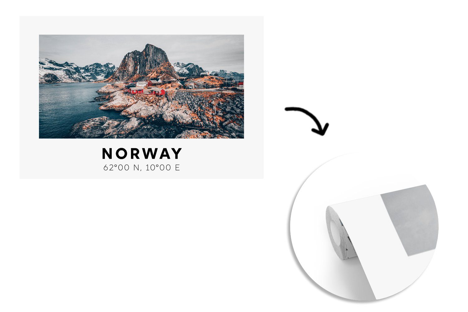 für Norwegen Gletscher Wohnzimmer, Kinderzimmer, (6 MuchoWow - Vinyl Tapete - Matt, Fototapete See, Wallpaper bedruckt, St), Schlafzimmer,