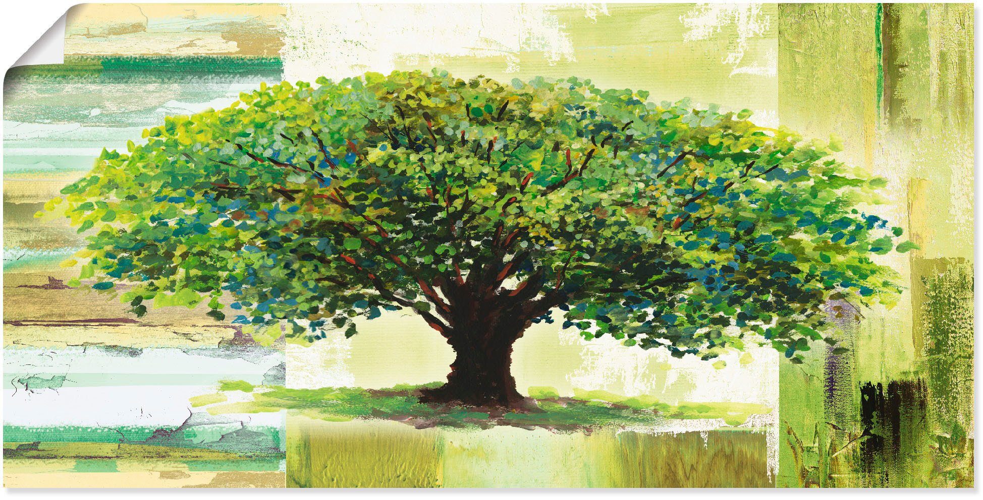 Größen Hintergrund, auf (1 oder Wandbild Leinwandbild, abstraktem Wandaufkleber Artland Poster St), als Frühlingsbaum Bäume Alubild, in versch.