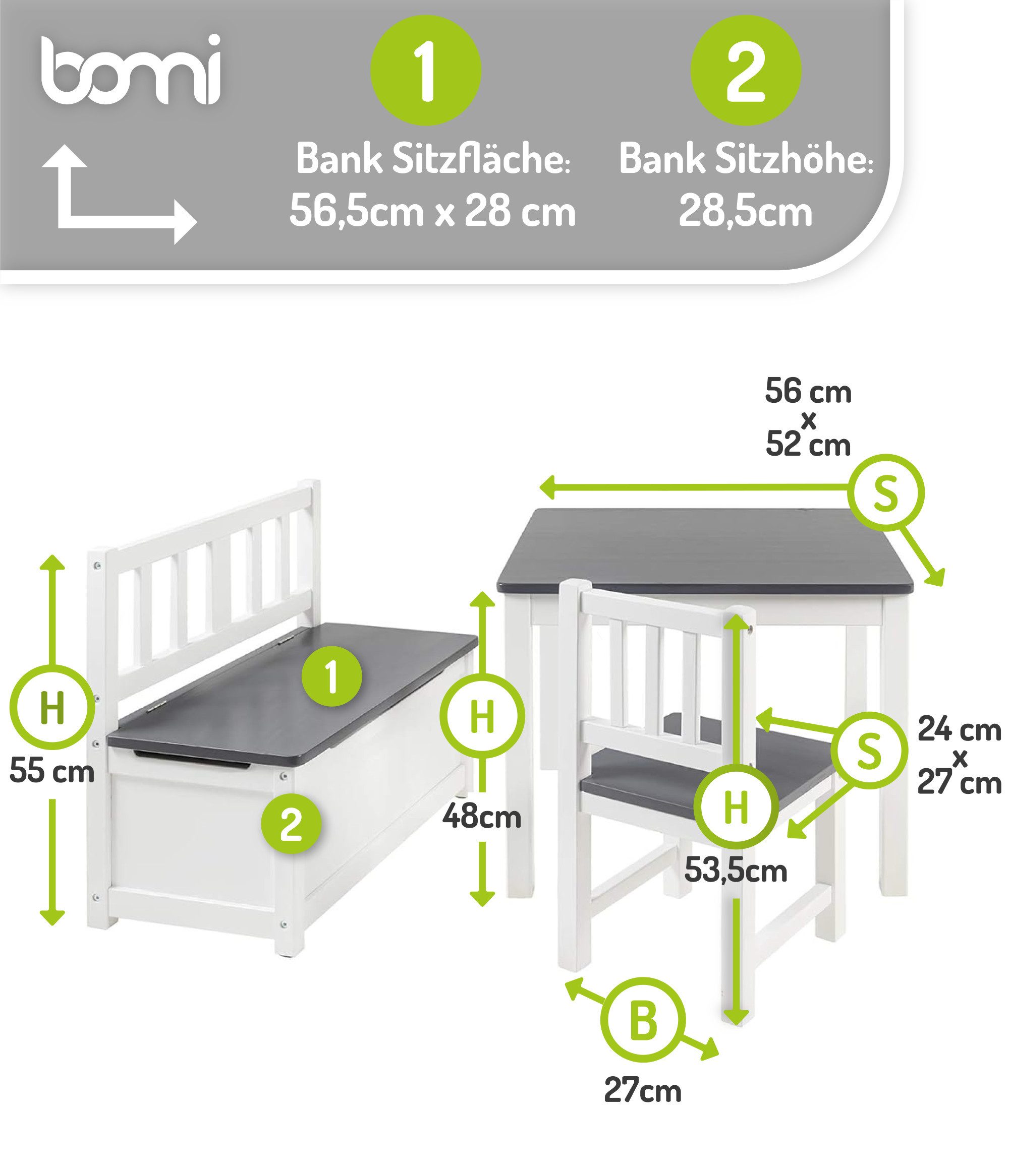 BOMI Kindersitzgruppe Holzsitzgruppe Anna, (4-tlg), Kindertischgruppe aus H günstig online kaufen