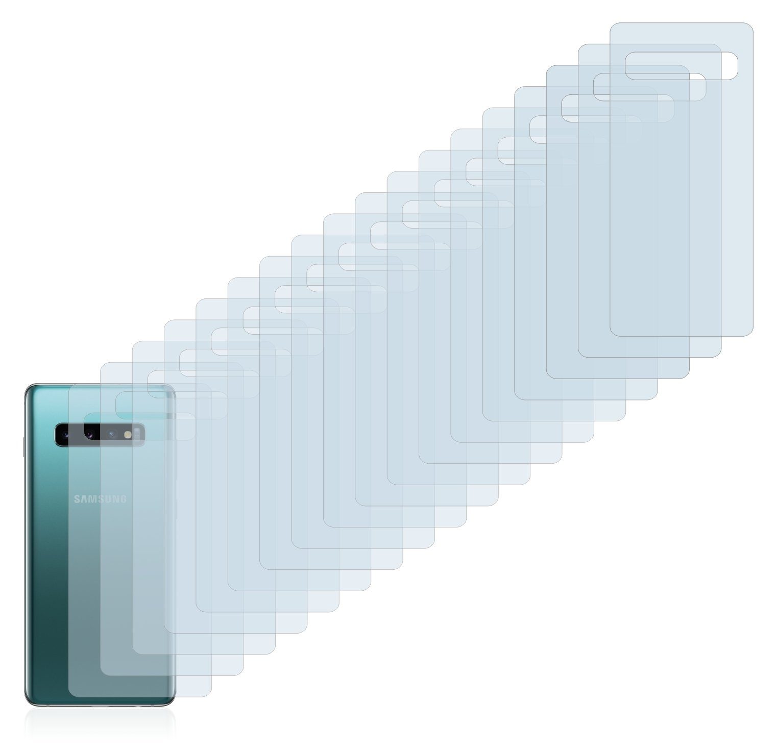 Savvies »für Samsung Galaxy S10 Plus (Rückseite)« für Samsung Galaxy S10  Plus (Rückseite), Displayschutzfolie, 18 Stück, Folie Schutzfolie klar
