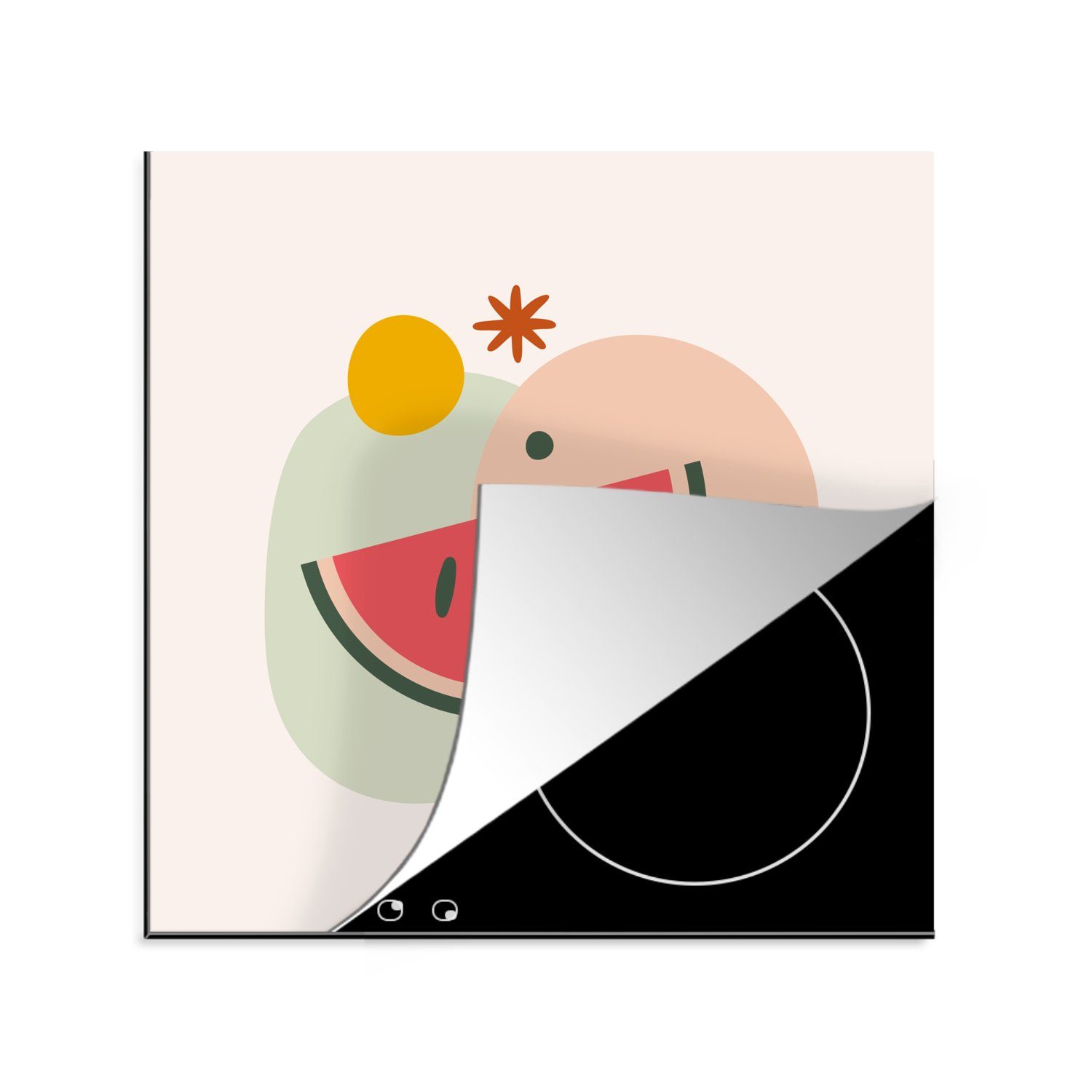 MuchoWow (1 cm, Ceranfeldabdeckung, tlg), für 78x78 - Wassermelone Sommer, Herdblende-/Abdeckplatte küche Arbeitsplatte Vinyl, Obst -