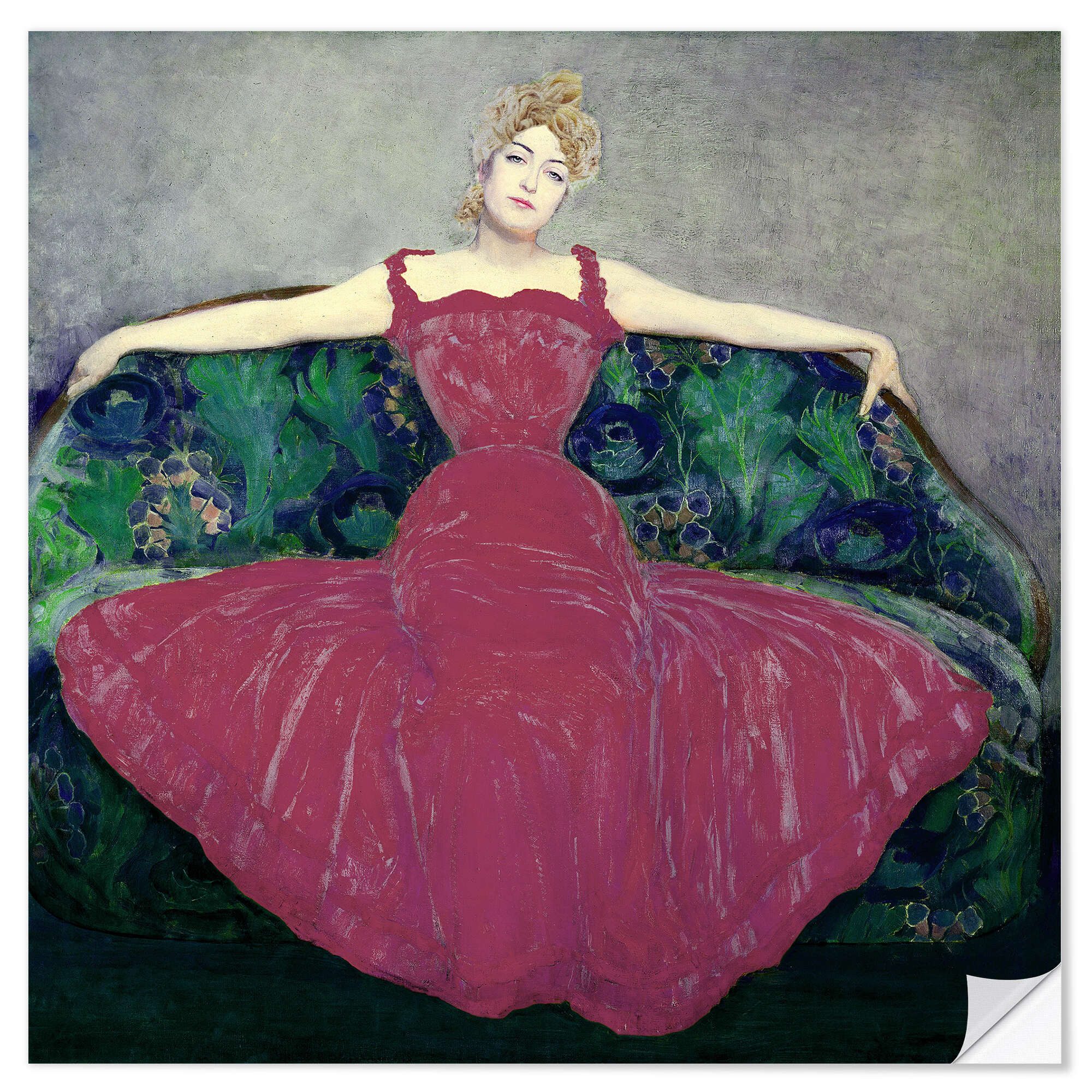 Posterlounge Wandfolie Maximilian Kurzweil, Dame im Fuchsiafarbenen Kleid, Malerei
