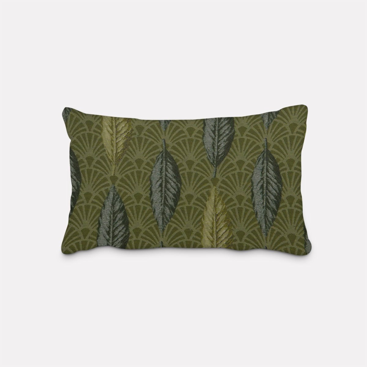 SCHÖNER LEBEN. Dekokissen SCHÖNER LEBEN. Kissenhülle Art Déco Blätter Fächer grün creme