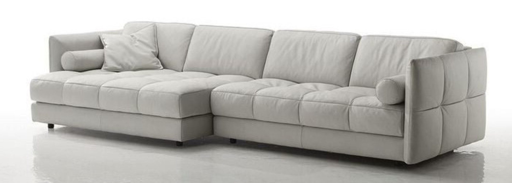 Xlmoebel Ecksofa Luxuriöses L-Form Sofa aus echtem Leder in elegantem Weiß, Hergestellt in Europa