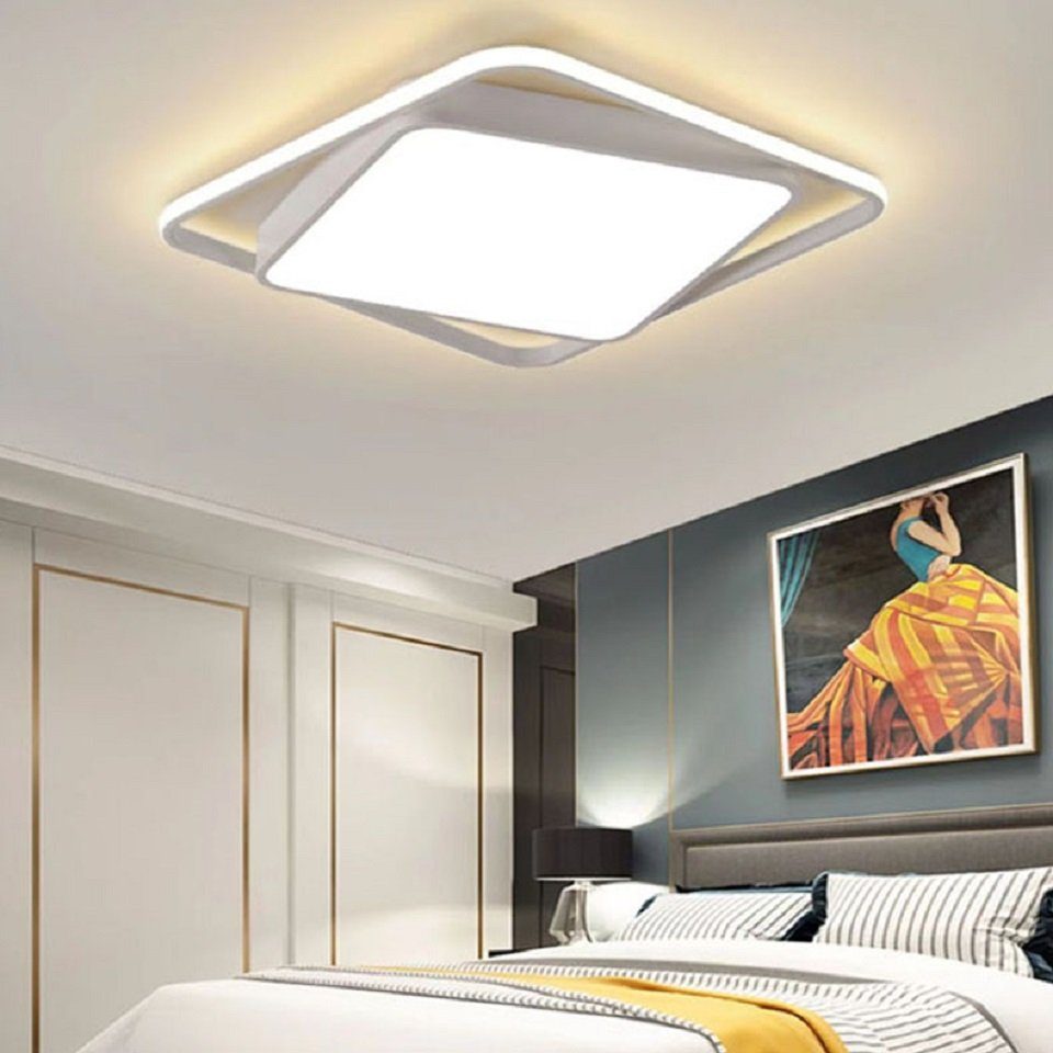 Daskoo Deckenleuchten 37W Quadrat Moderne LED Deckenlampe mit Fernbedienung Wohnzimmer, LED fest integriert, Warmweiß/Neutralweiß/Kaltweiß, LED Deckenleuchte Weiss