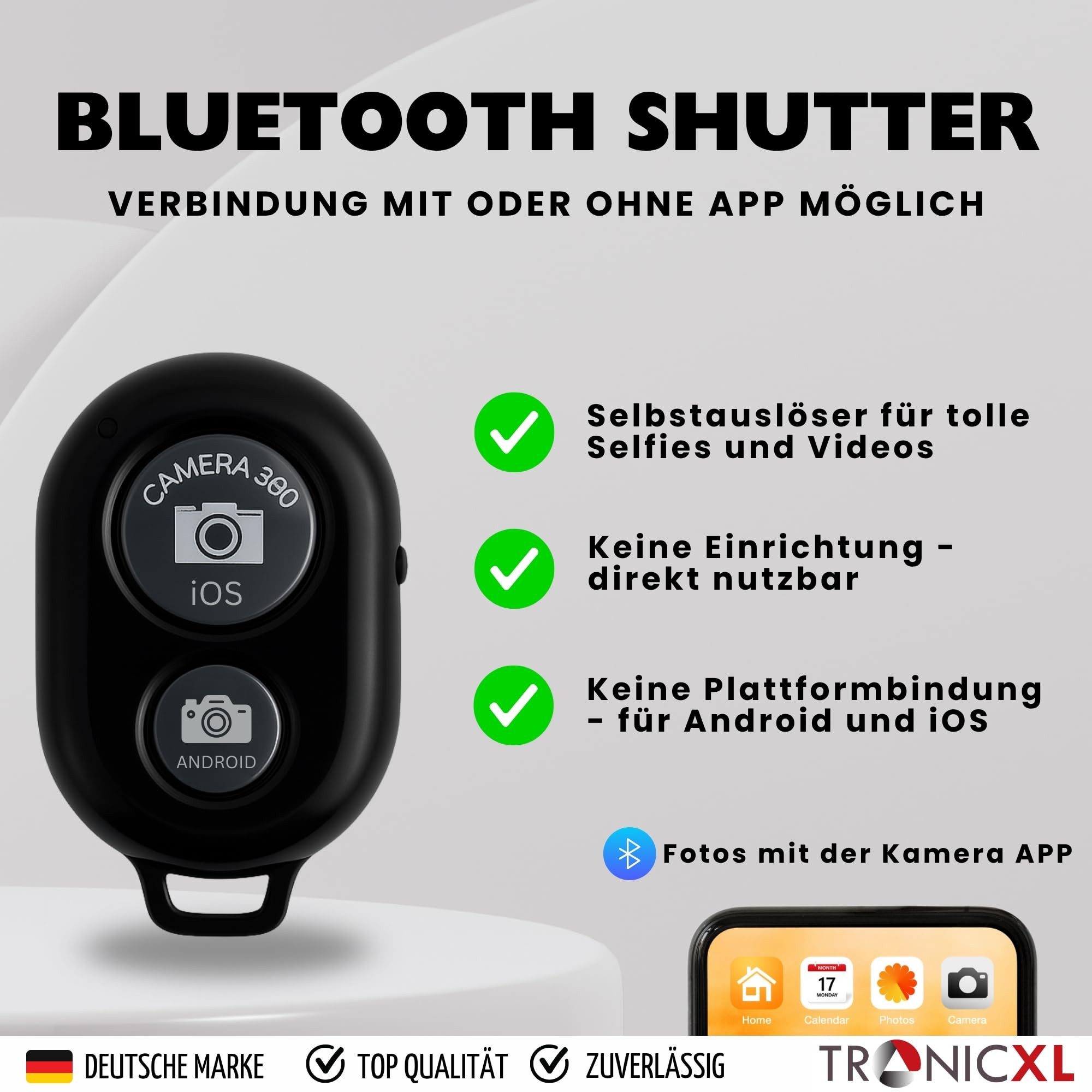 TronicXL Handy-Halterung Smartphone Stativ 114cm mit Fernbedienung Handy Halterung Ständer, (Tripod Foto Video, 1-tlg., Influencer Streaming, für Apple iPhone S – Bild 3 von 5