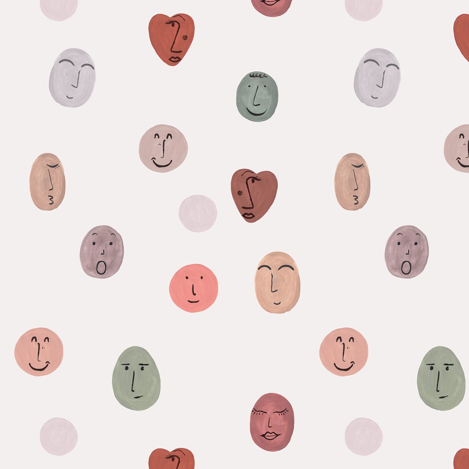 Rasch Fototapete Lächelnde Gesichter in Bunt - Roomblush Smileys RB307 - 2,85m x 2,00m, glatt, fröhlich, verspielt, (1 St), Viele lächelnde Gesichter