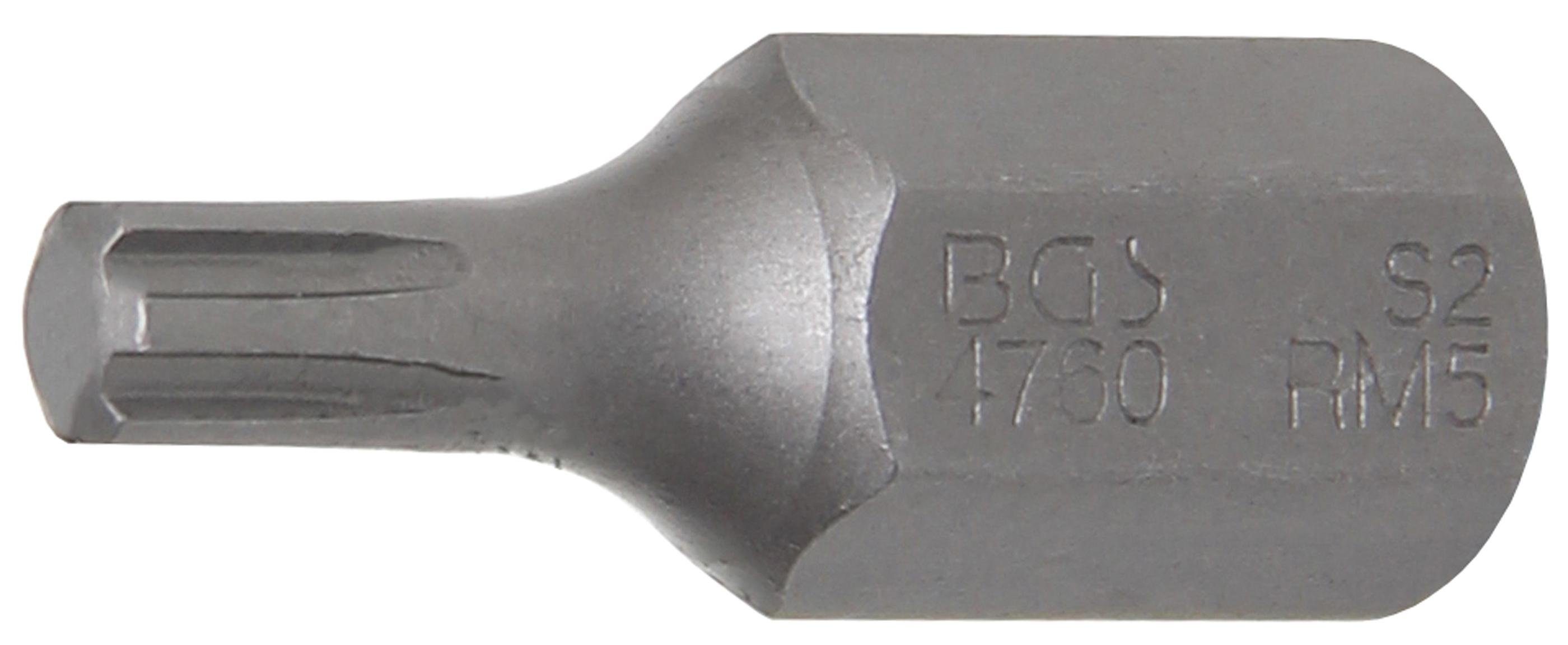 BGS technic Bit-Schraubendreher Bit, Antrieb Außensechskant 10 mm (3/8), Keil-Profil (für RIBE) M5