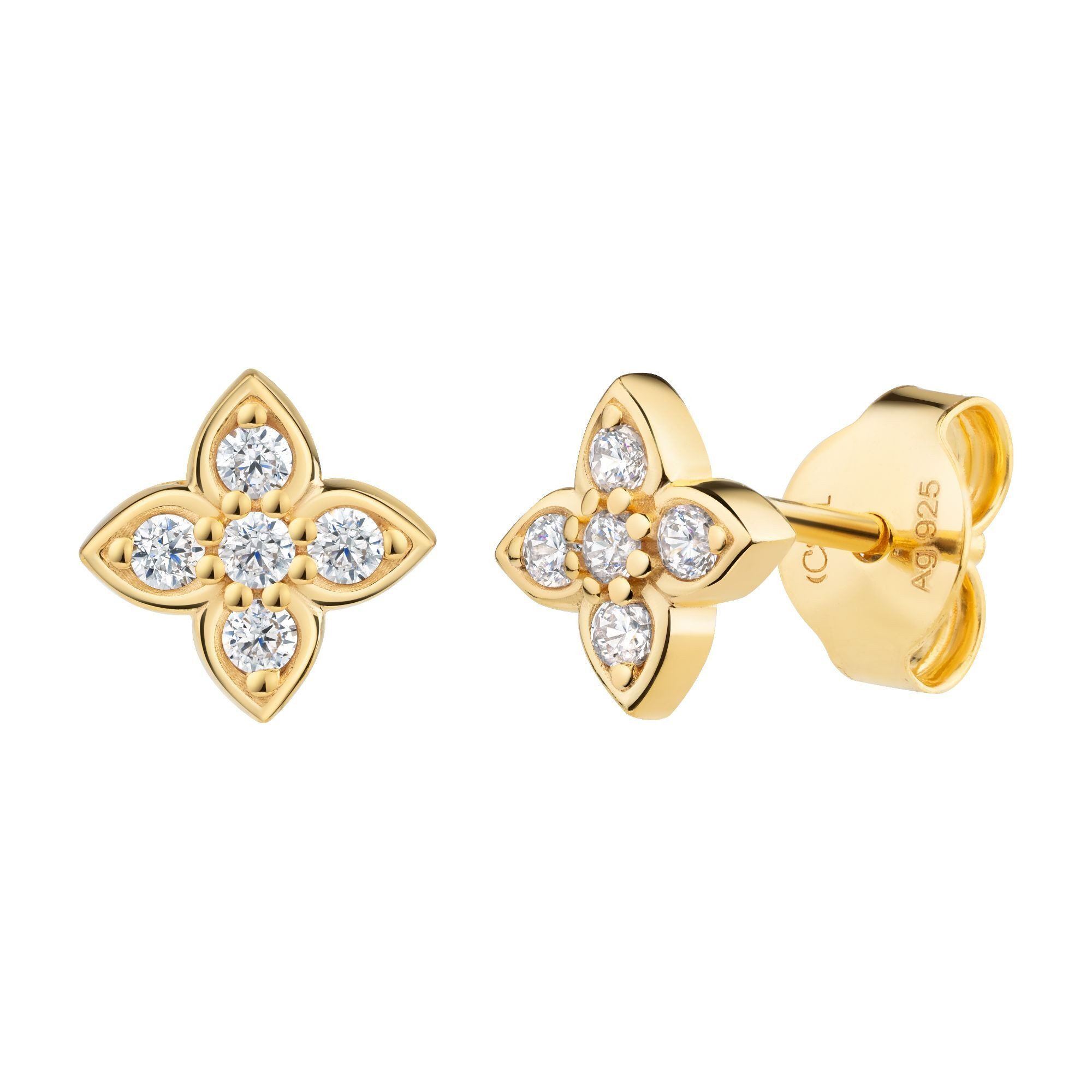 CAÏ Paar Ohrstecker 925 Silber vergoldet Zirkonia