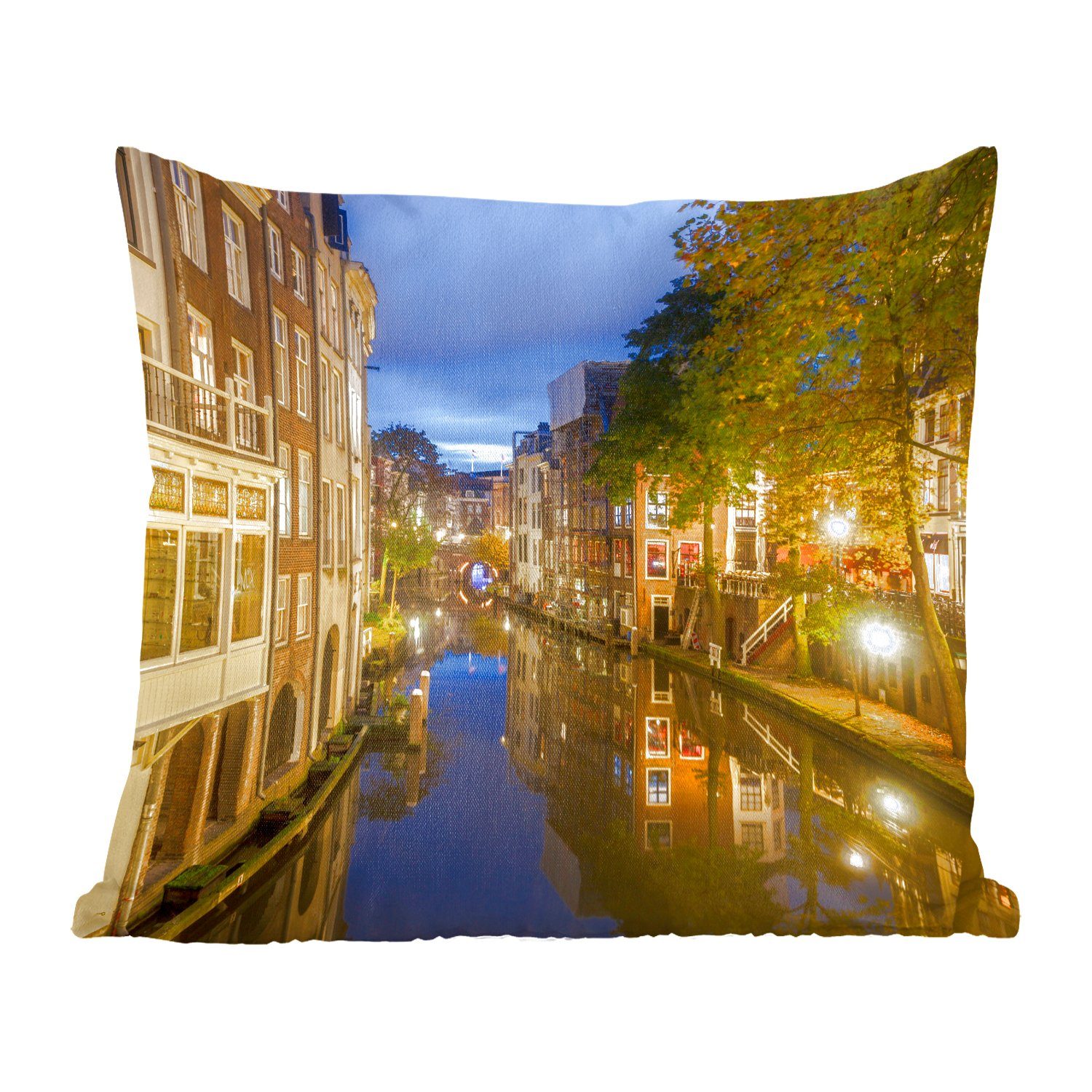 MuchoWow Dekokissen Kanal - Utrecht - Niederlande, Zierkissen mit Füllung für Wohzimmer, Schlafzimmer, Deko, Sofakissen