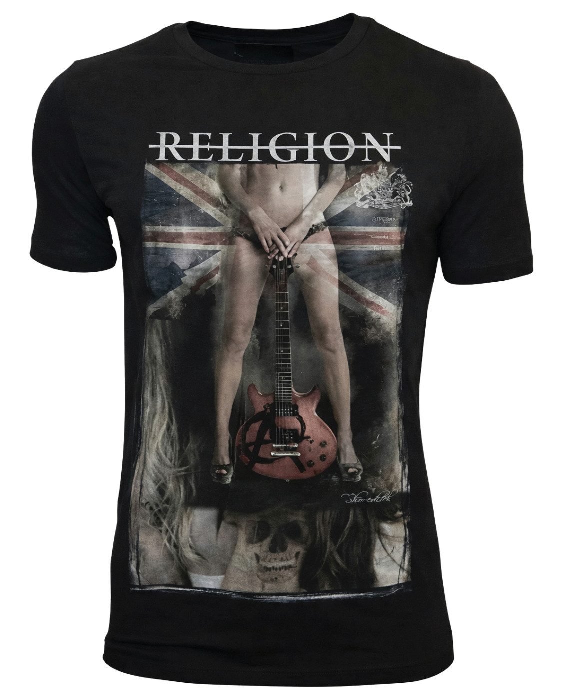 Religion T-Shirt RELIGION Clothing Herren T-Shirt GIRL FLAG GUITAR-Schwarz-XL