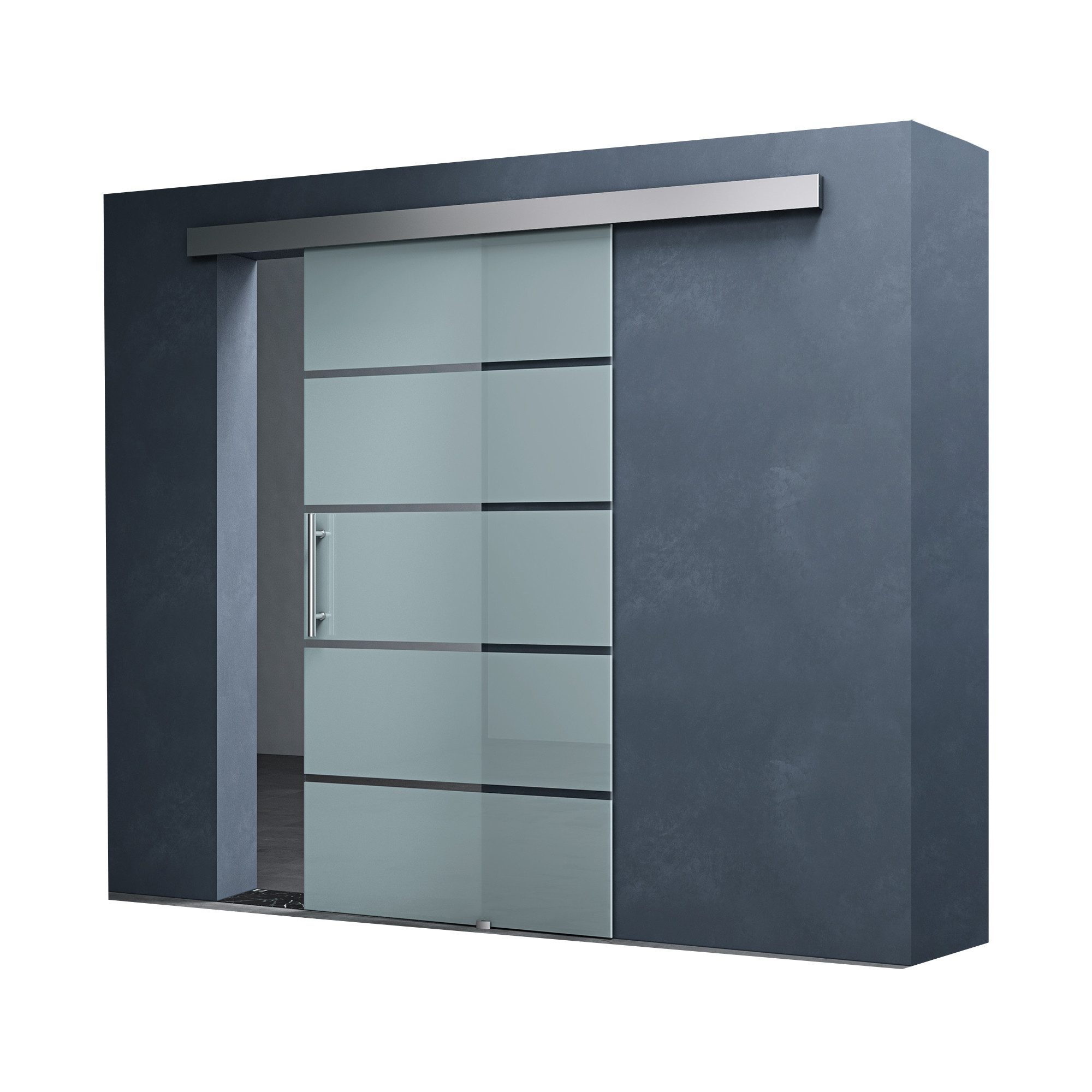 Mai & Mai Glasschiebetür in Milchglas Streifen 15 mm Wandabstand 8mm ESG-Si günstig online kaufen