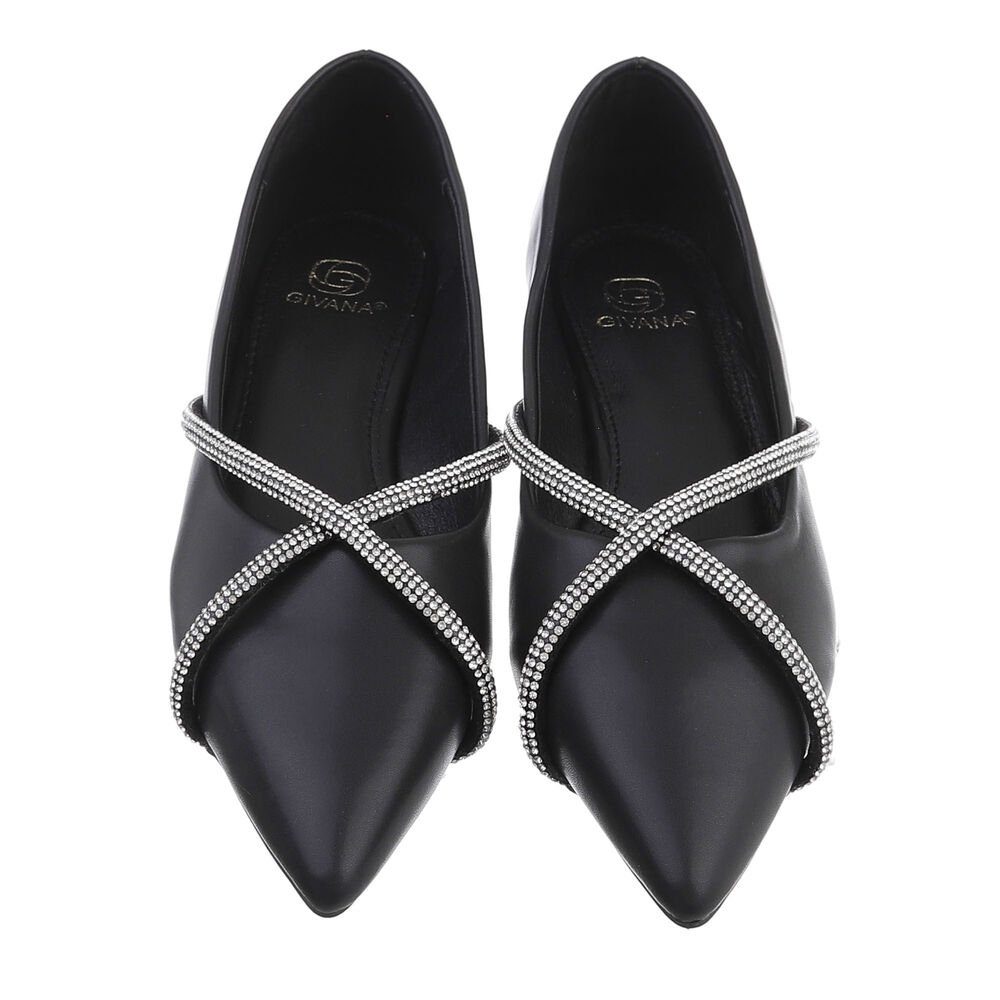 Ital-Design Damen Schlupfschuhe Party & Clubwear Ballerina Blockabsatz Klassische Ballerinas in Schwarz