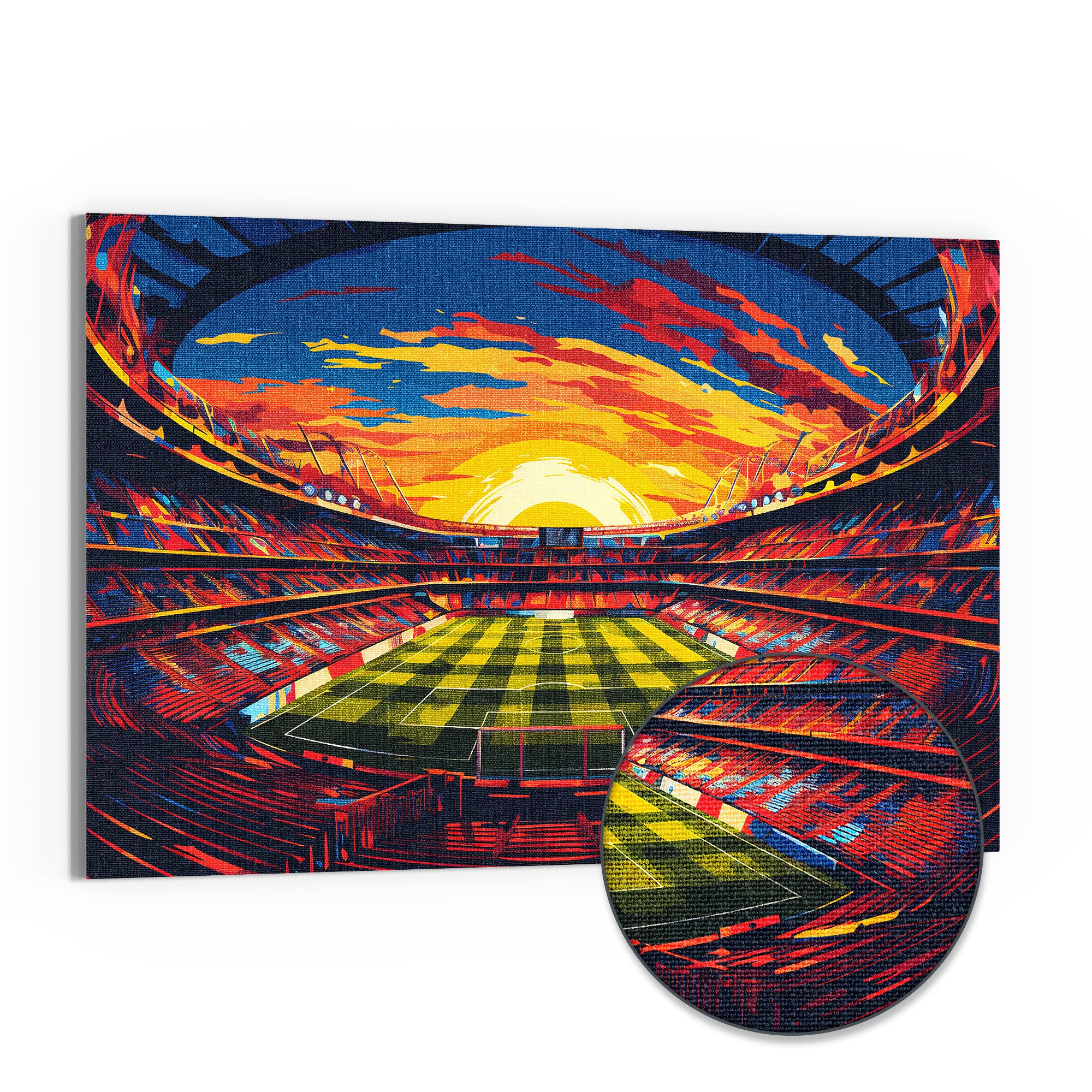 DEQORI Leinwandbild 'Stadion FC Barcelona', 'Stadion FC Barcelona', Hybrid Leinwand Bild Wandbild flach modern