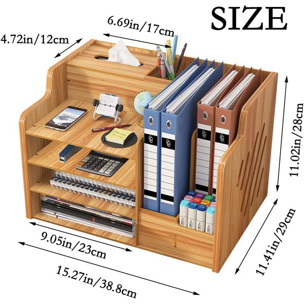 Aktualisierter Kirschrot DIY zggzerg Schreibtisch-Organizer Regal-Schreibtisch Holz, Aktenregal aus