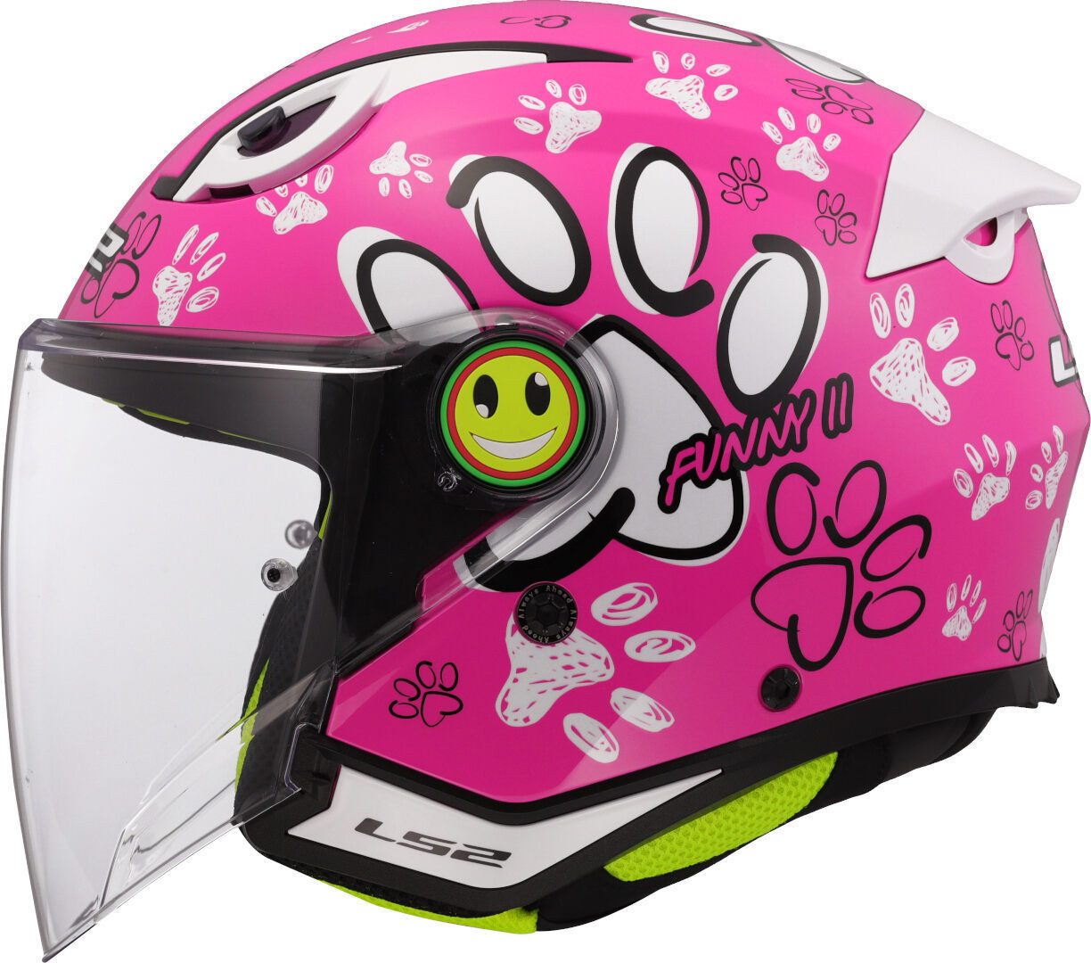 LS2 Motorradhelm OF622 Funny II Paws Kinder Jethelm, Notfallsystem-Polsterung (EQRS)