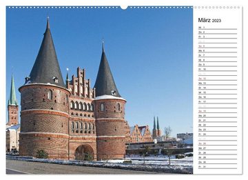 CALVENDO Wandkalender Hansestadt Lübeck / Geburtstagskalender (Premium, hochwertiger DIN A2 Wandkalender 2023, Kunstdruck in Hochglanz)