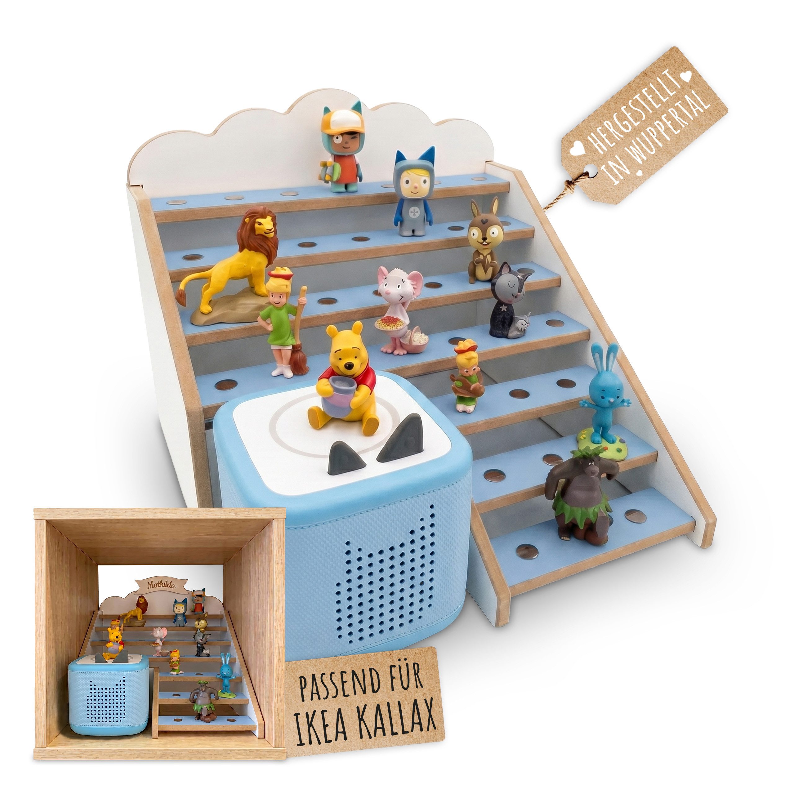 Holzura Kinderregal Tonie Regal für IKEA KALLAX – magnetisch – für ca. 50 Toniefiguren
