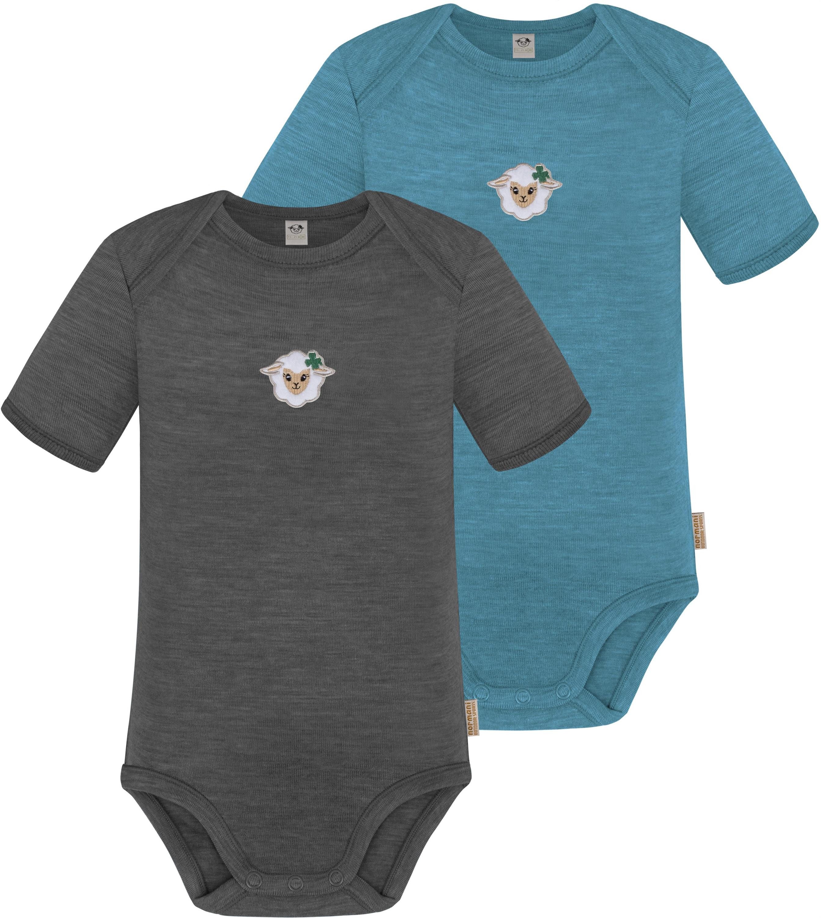 normani Kurzarmbody 2er Set Baby Merino Body Kurzarm Tauranga Baby-Bodysuit Strampler aus 100 % Merinowolle und OEKO-TexStandard 100