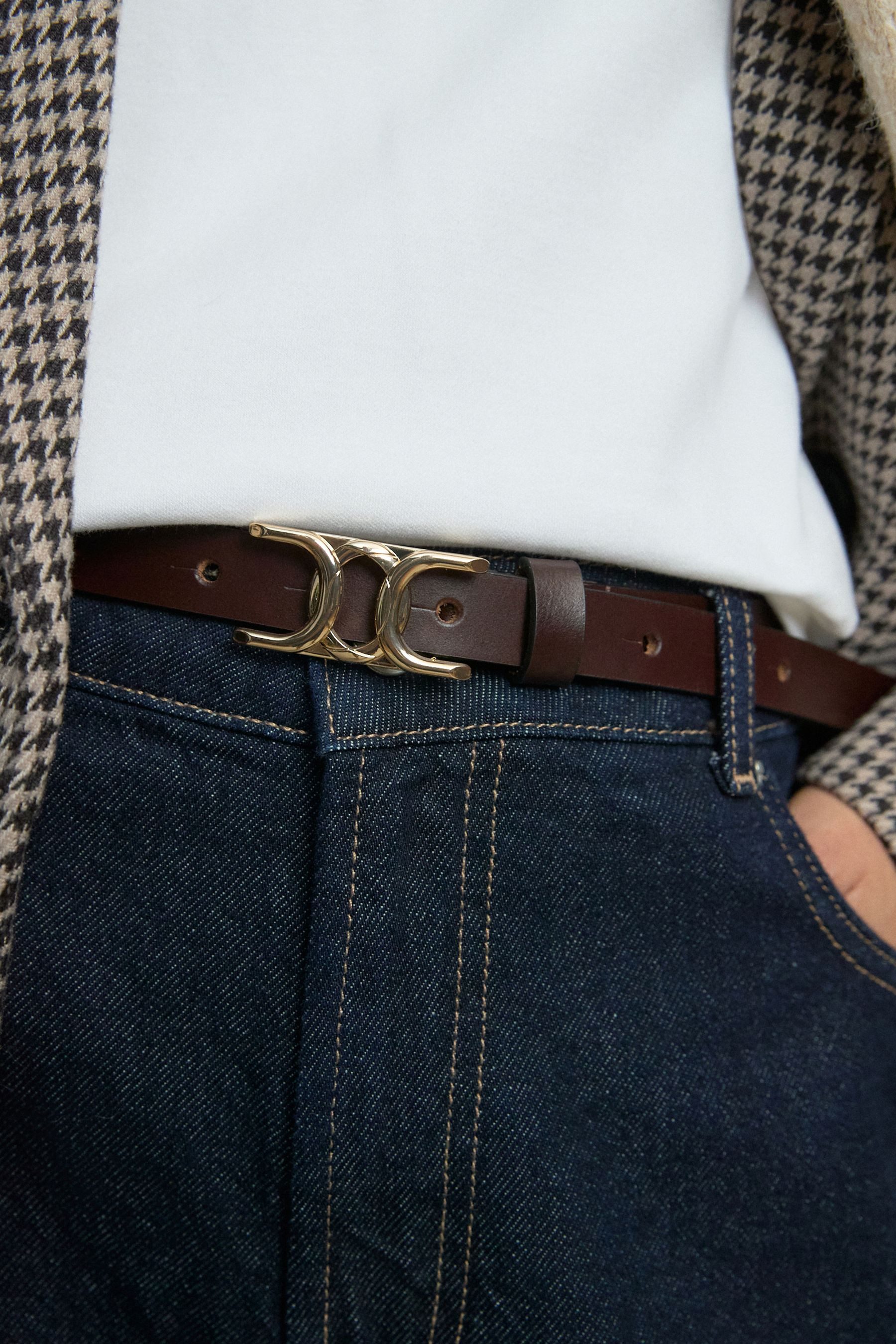 Next Ledergürtel Schmaler Statement-Ledergürtel, Kette + Schnalle (1-St)