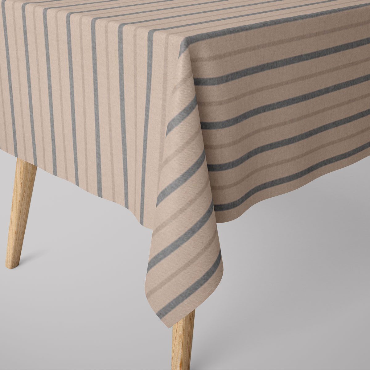 SCHÖNER LEBEN. Tischdecke Riviera Stripe Small Streifen natur blau, made in Germany,handmade