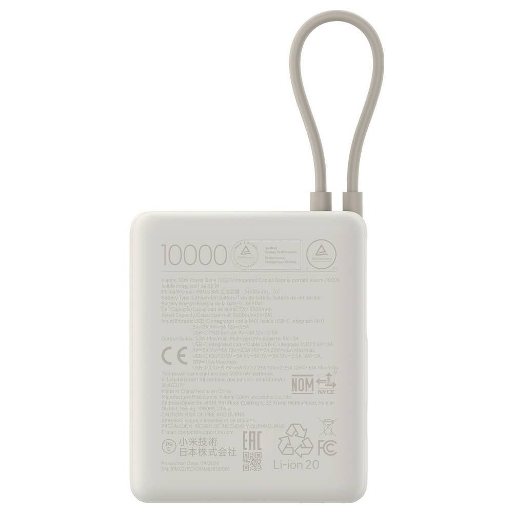 Xiaomi PB1033MI Powerbank 10000 mAh Li-Ion USB-C® Weiß (matt) 59602 Powerbank