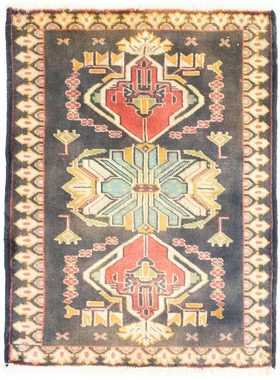Wollteppich Turkaman Teppich handgeknüpft grau, morgenland, rechteckig, Höhe: 7 mm