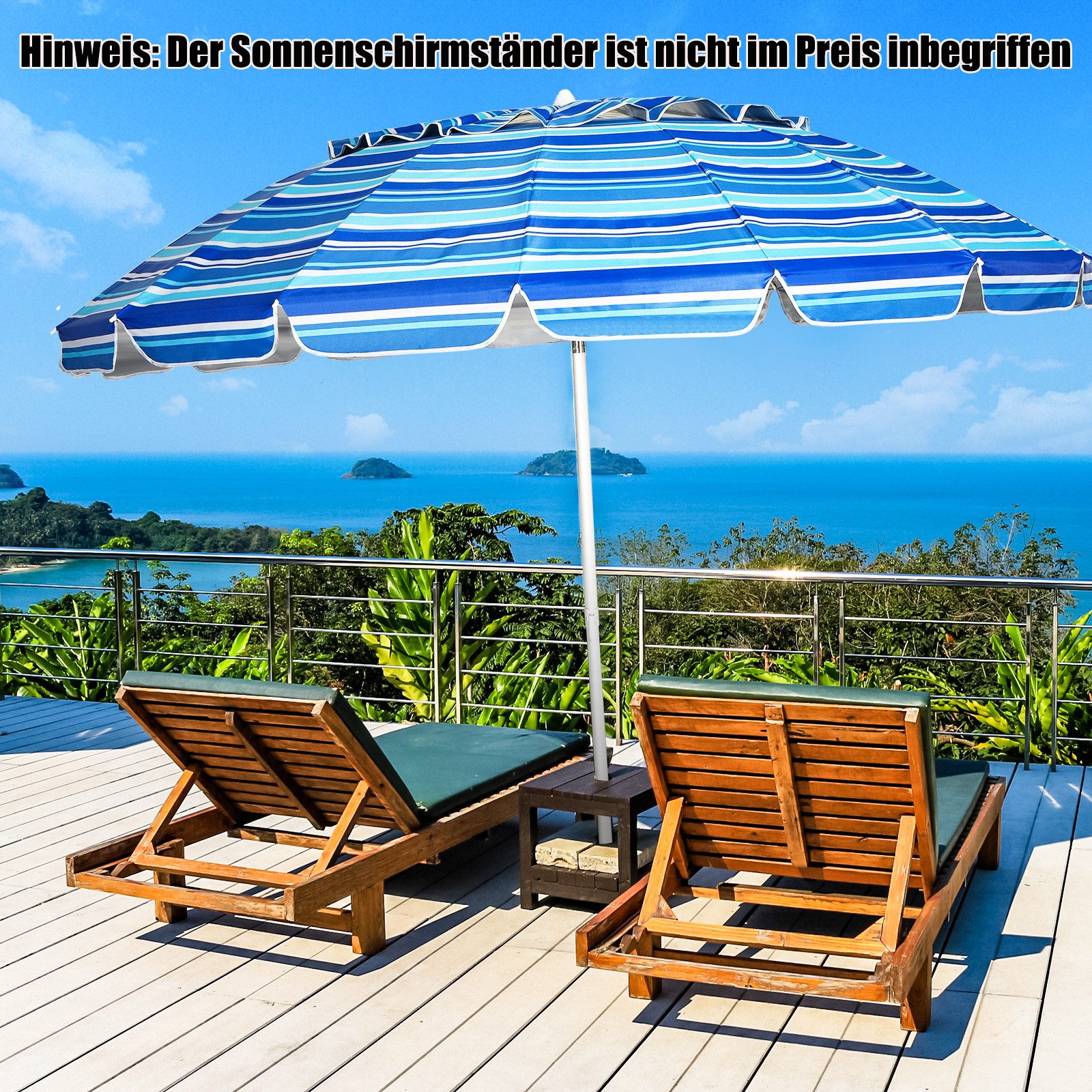 COSTWAY Sonnenschirm, LxB: 250,00x250,00 cm, Strandschirm günstig online kaufen
