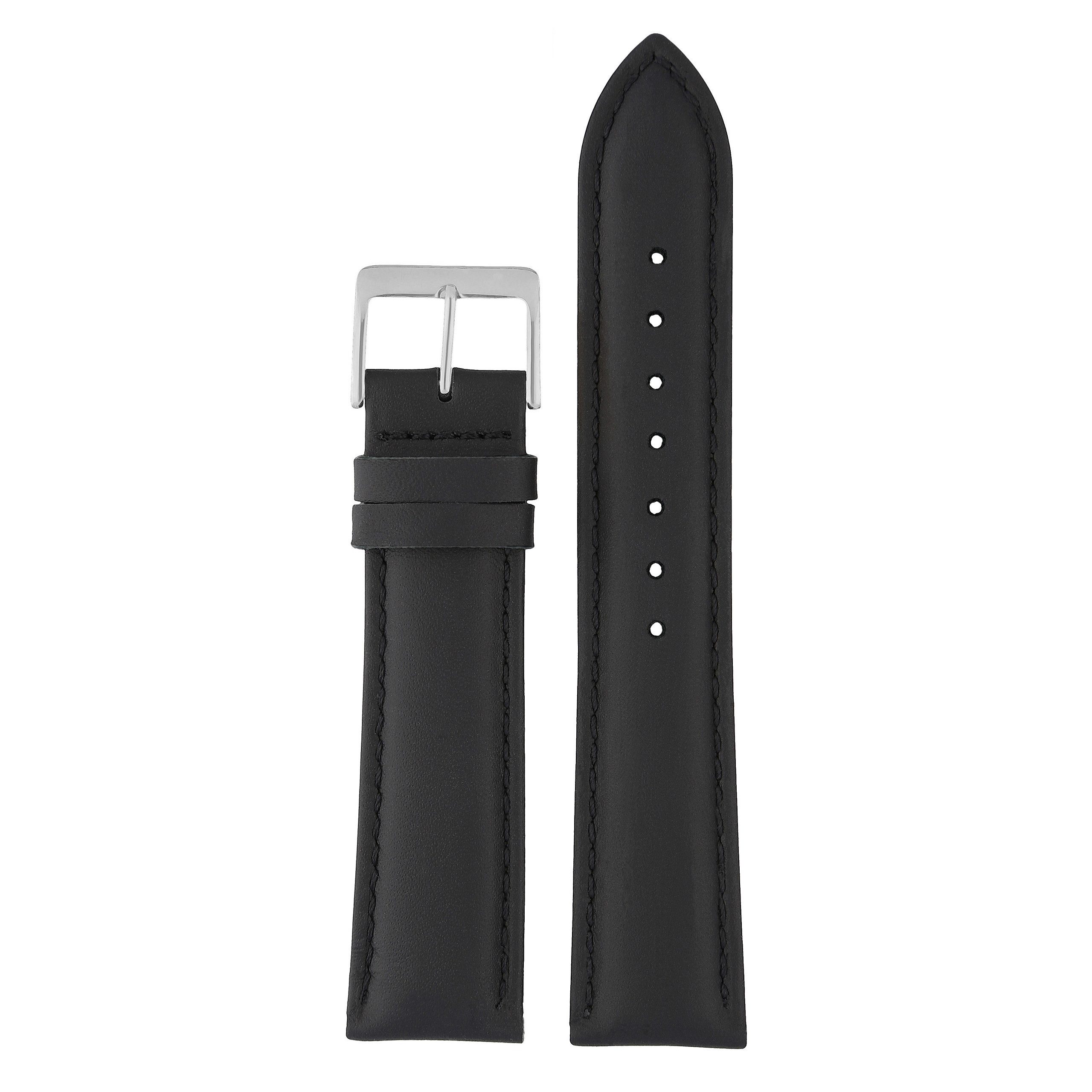 MARCHEL Uhrenarmband LLB-10 Schwarz, Hochwertiges Kalbsleder mit glatter Oberfläche – Bild 5 von 5