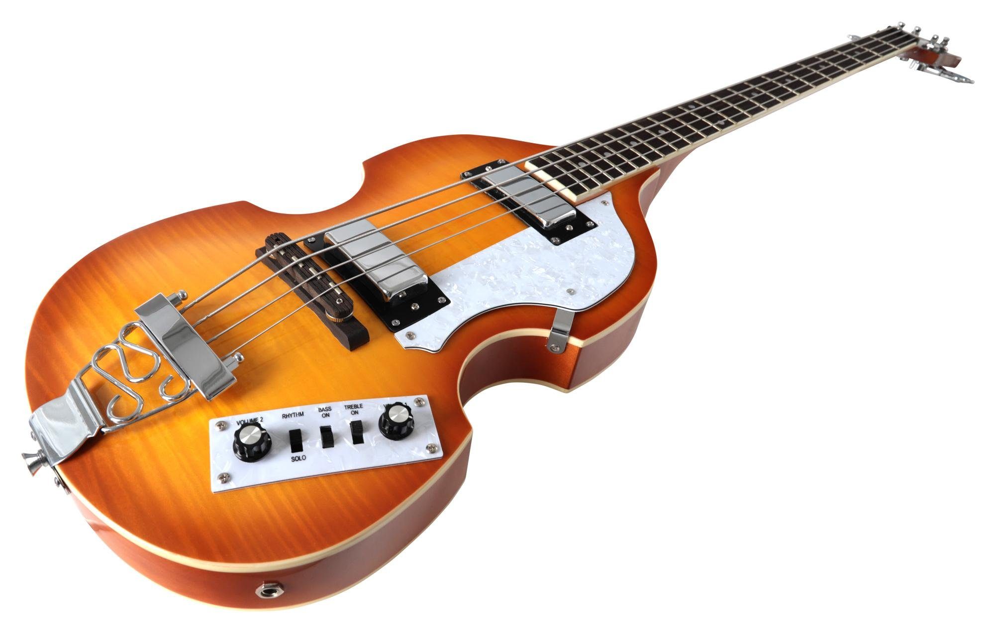 Rocktile E-Bass VB “Sir Paul” Vintage Beatbass, Violinbass-Design, inkl. Tasche & Gitarrenkabel, Bassgitarre - Hollowbody - 2 Humbucker – Bild 5 von 5