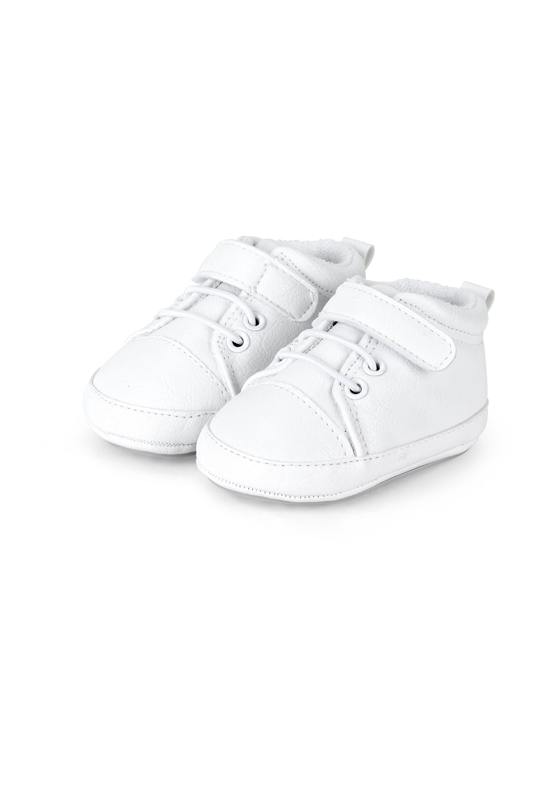 Sterntaler® Babyschuh Krabbelschuh (1-tlg., Hausschuhe mit süßen Stickmotiven, Babyschuhe unifarben) Krabbelschuhe mit Klettverschluss, Schnürsenkel und Anti-Rutsch-Sohle