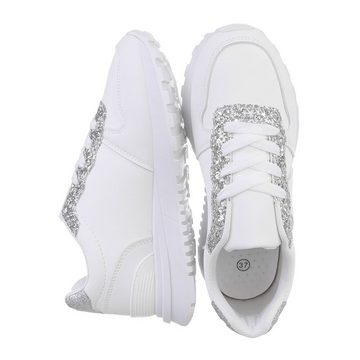 Ital-Design Damen Low-Top Freizeit Sneaker (86188058) Flach Sneakers Low in Weiß